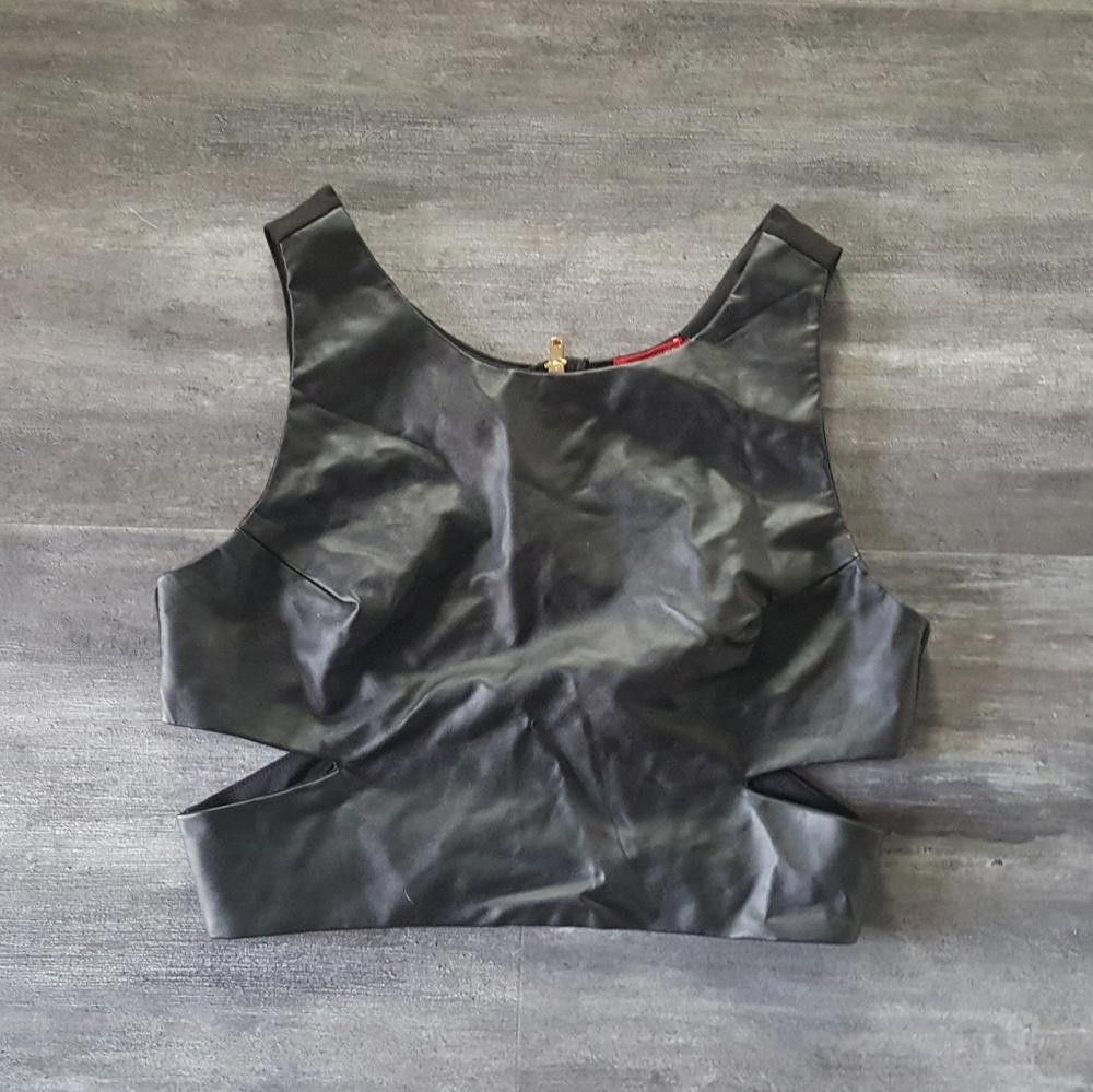 Bonobos Black Leather Bongo Side Slit Cropped Tank Size L / US 10 / IT 46 - 1 Thumbnail