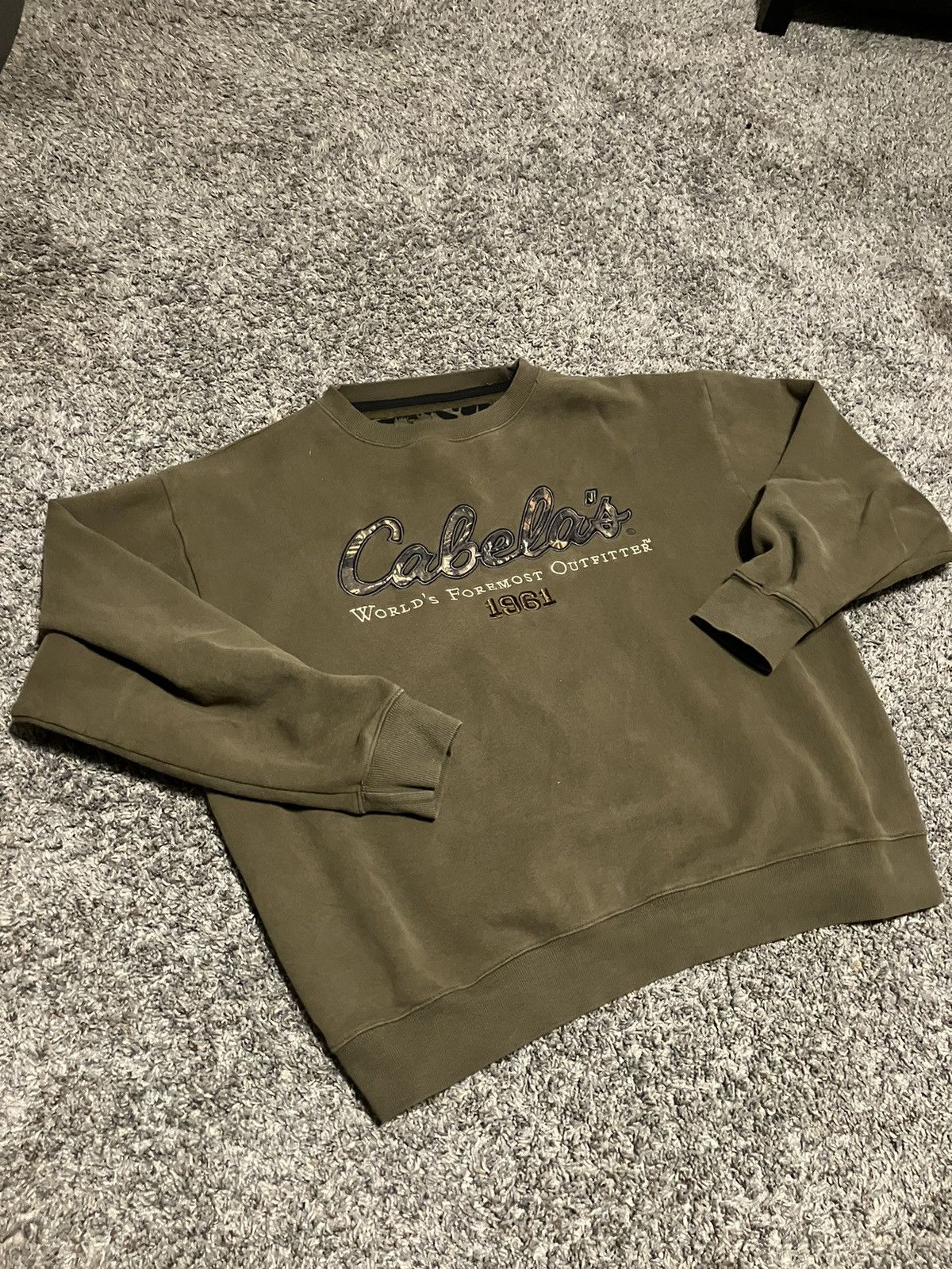 image of Vintage Cabela’S Crewneck in Green, Men's (Size XL)