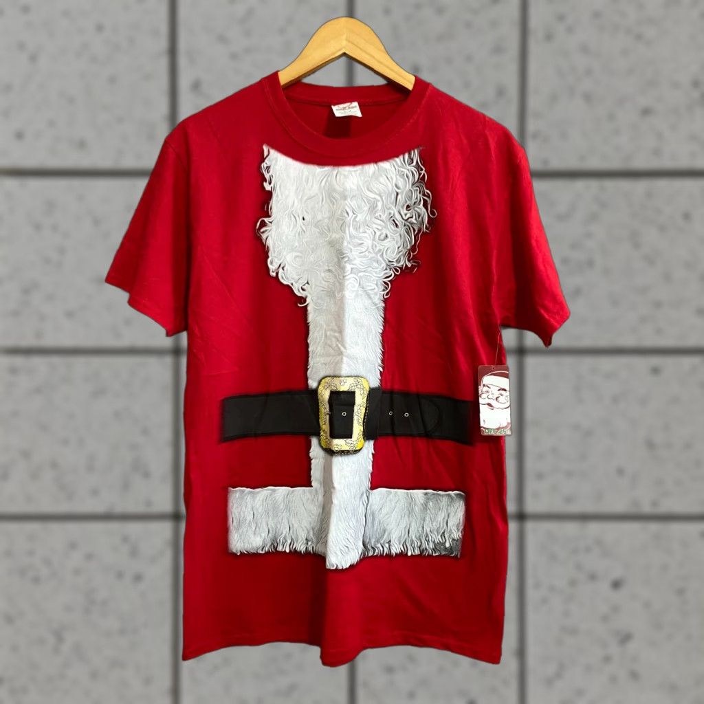 Vintage Dec. 25th Men's Medium Red Santa Claus Beard & Belt Christmas T-Shirt NWT Size US M / EU 48-50 / 2 - 1 Thumbnail