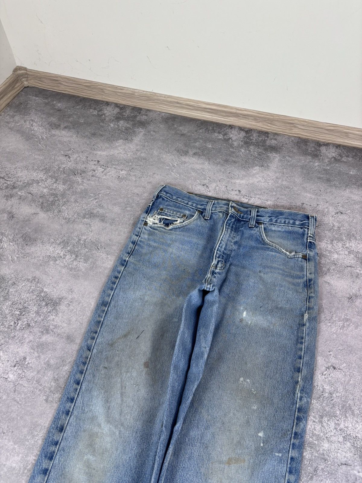 Carhartt Carhartt Men’s Denim Jeans Faded Blue Distressed Workwear Size US 34 / EU 50 - 13 Thumbnail