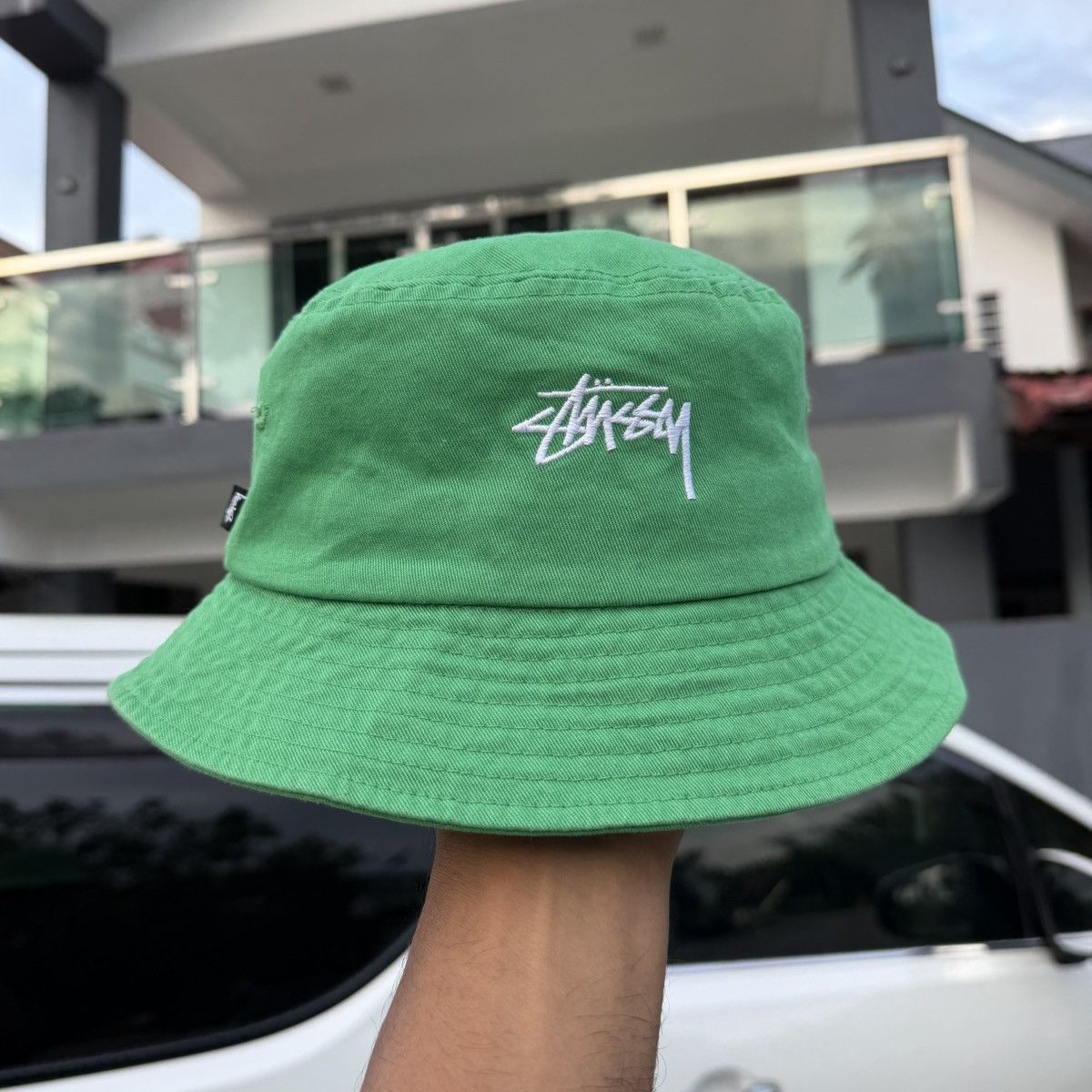 Stussy Stussy Big Stock Embroidery Logo Bucket Hat Green Size ONE SIZE - 2 Thumbnail