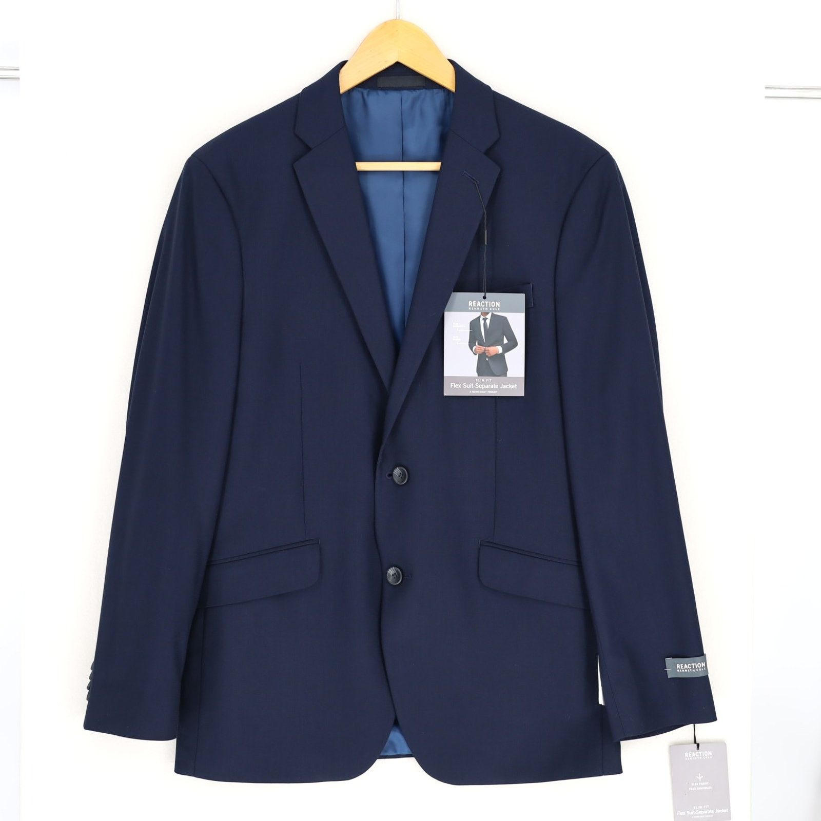 Kenneth Cole Kenneth Cole Men's Navy Houndstooth Slim Blazer Size 40R Size 40R - 2 Thumbnail