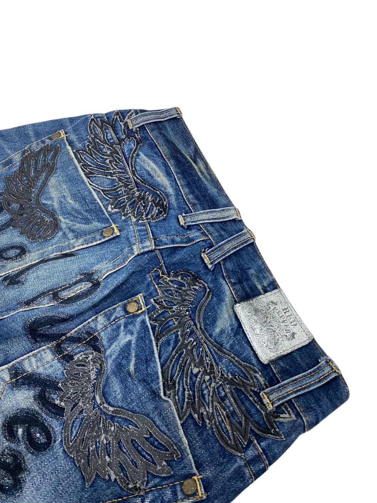GOSTAR DE FUGA × Japanese Brand Flare Red Pepper Japan Denim Embroidery Mud Washed Distress Size US 32 / EU 48 - 9 Thumbnail