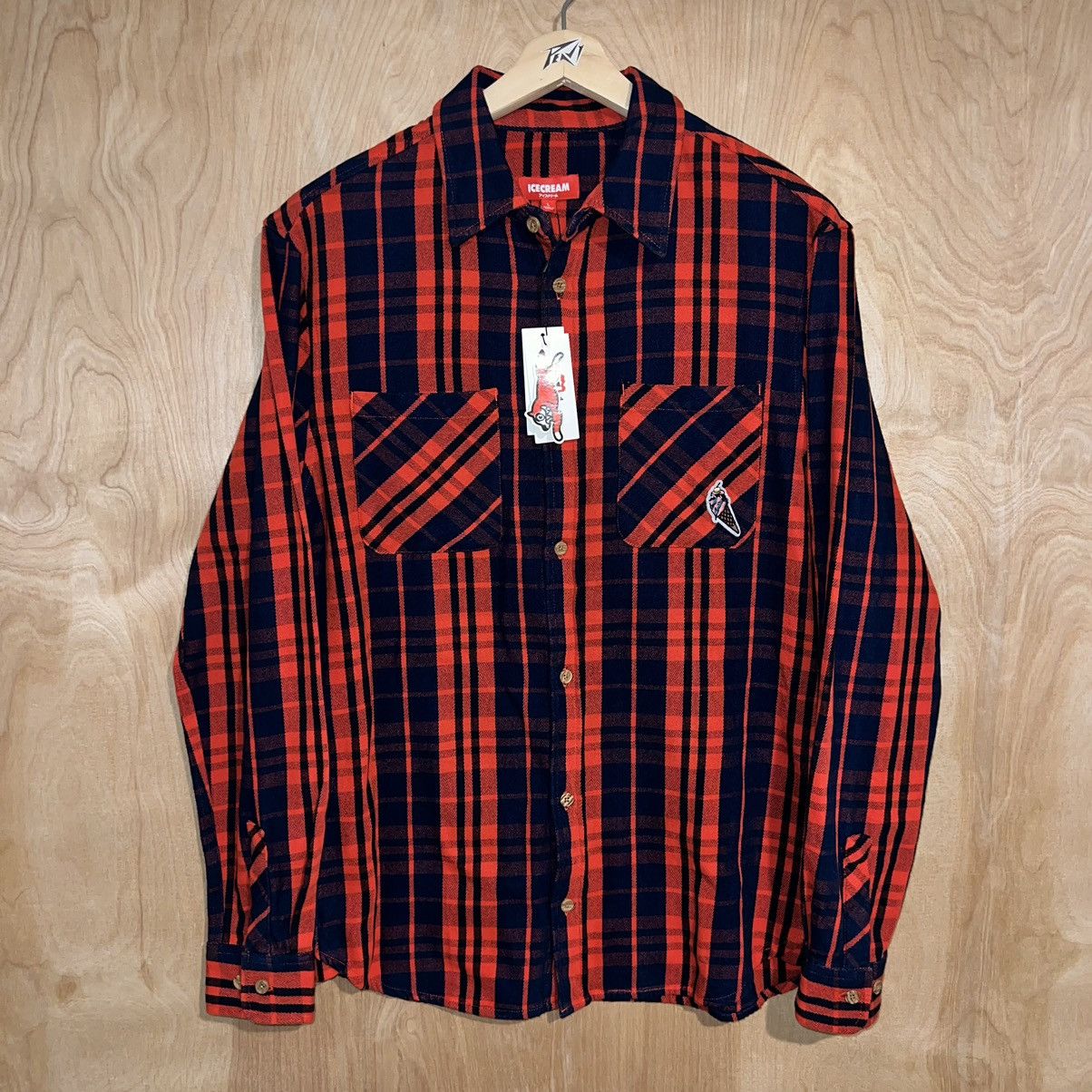 Billionaire Boys Club ICE CREAM FLAPJACK LS WOVEN PLAID FLANNEL BUTTON ...