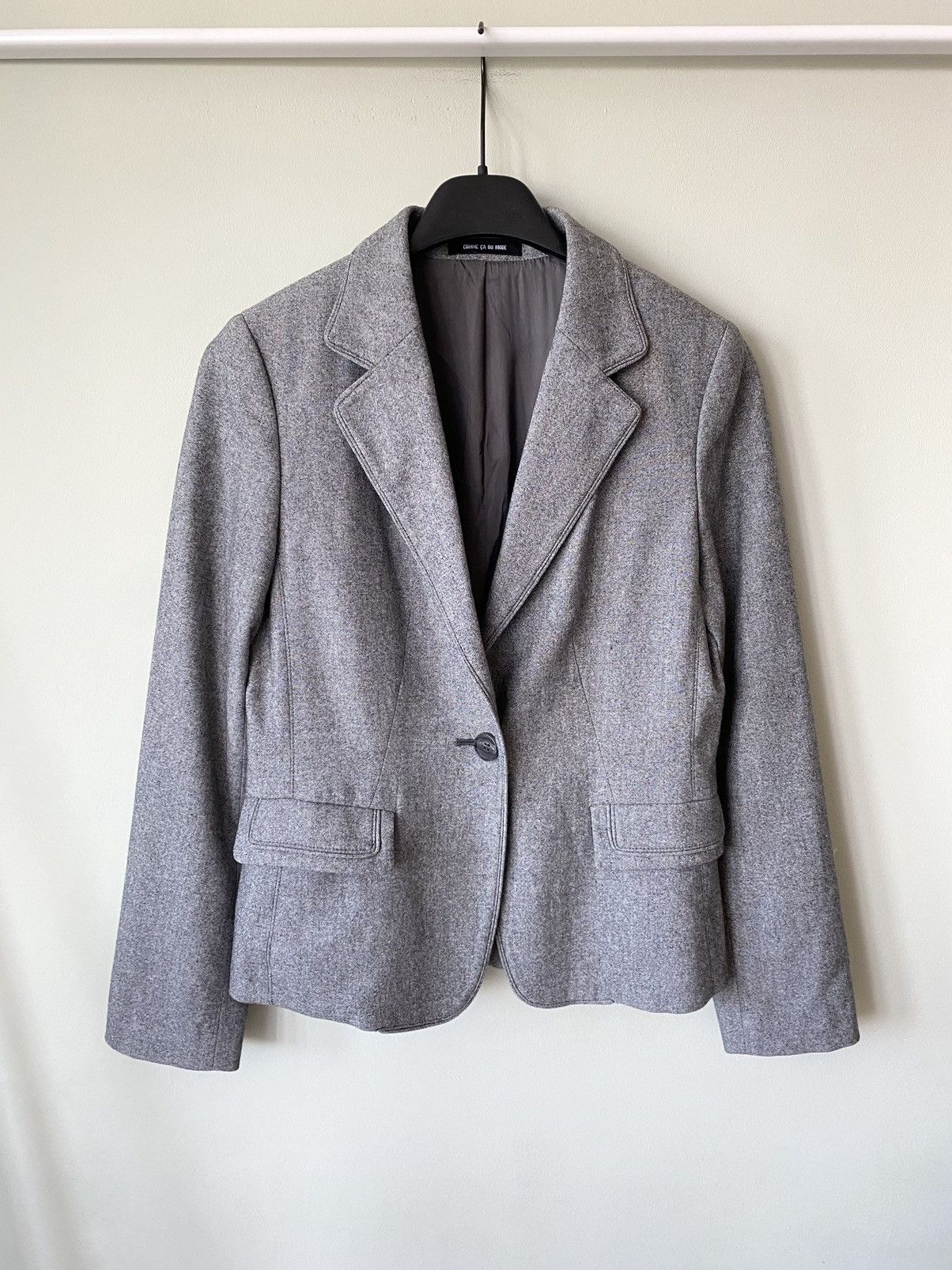 image of Comme Ca Ism x Vintage Comme Ca Du Mode By Five Foxes Vintage Blazer Jacket in Grey, Women's (Size 