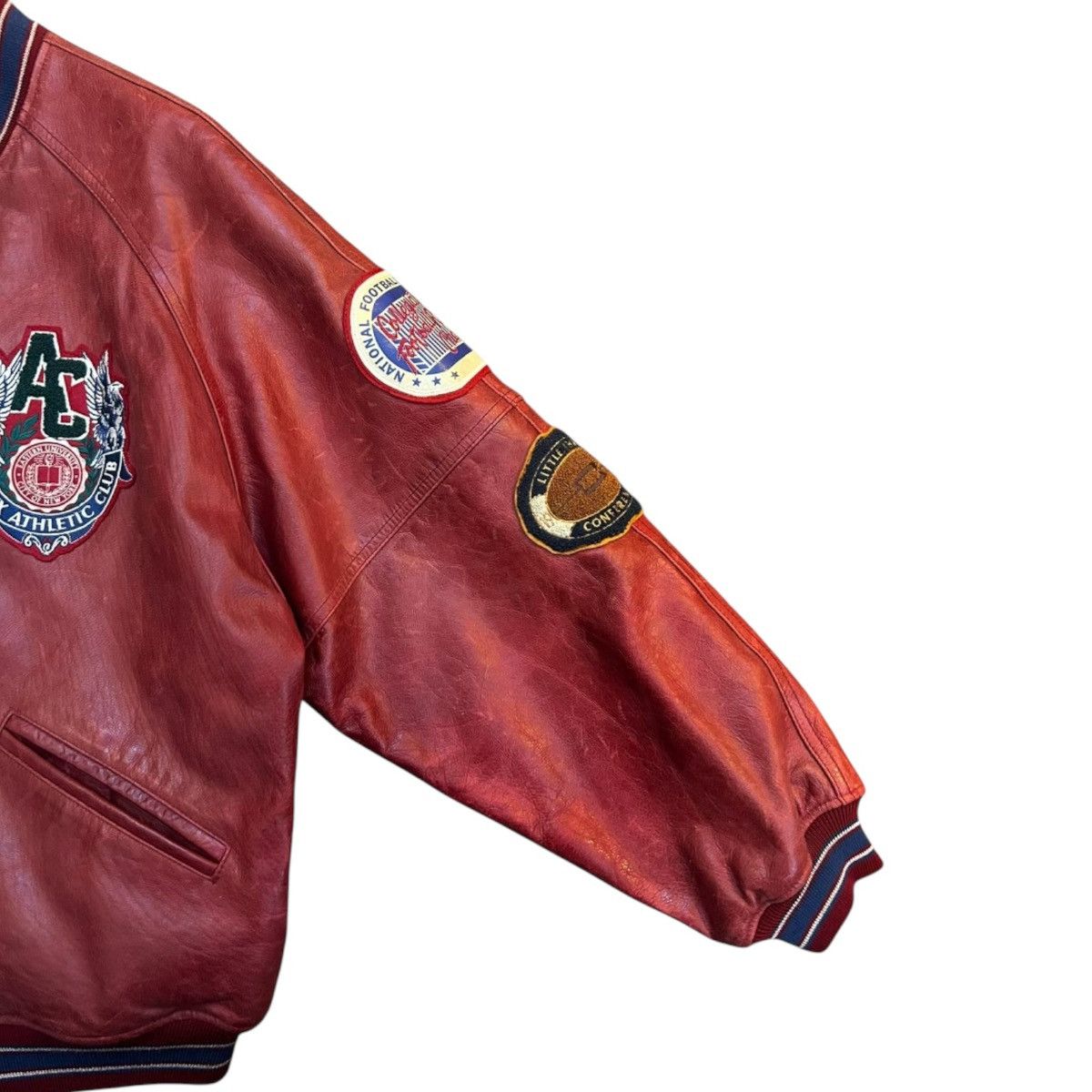 Avirex 90s Avirex Leather Varsity Bomber Jacket Mens XL Red Vintage Size US XL / EU 56 / 4 - 4 Thumbnail