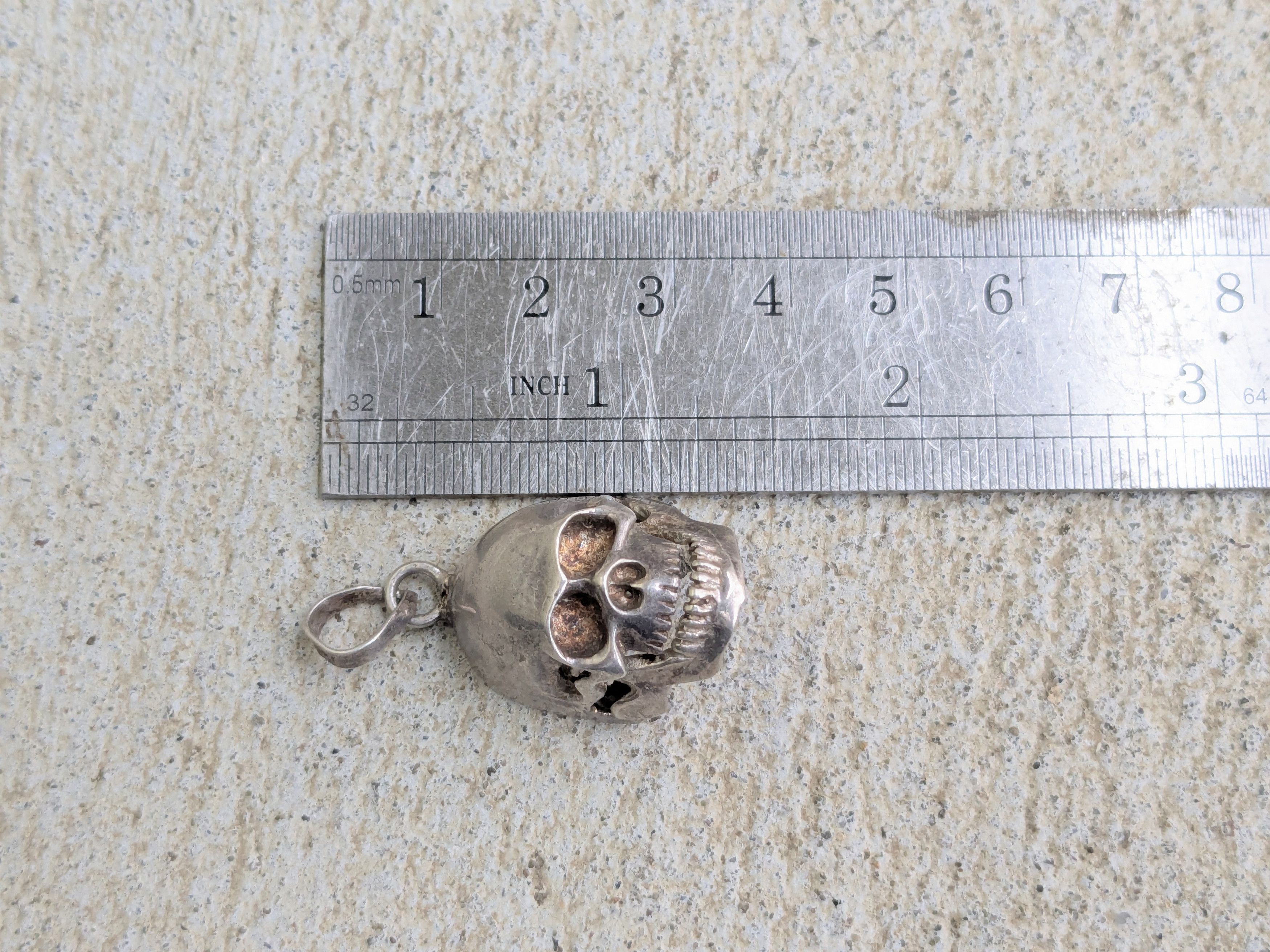 Other Vintage Sterling Silver Pendant Skull Skeleton Punk Size ONE SIZE - 9 Thumbnail