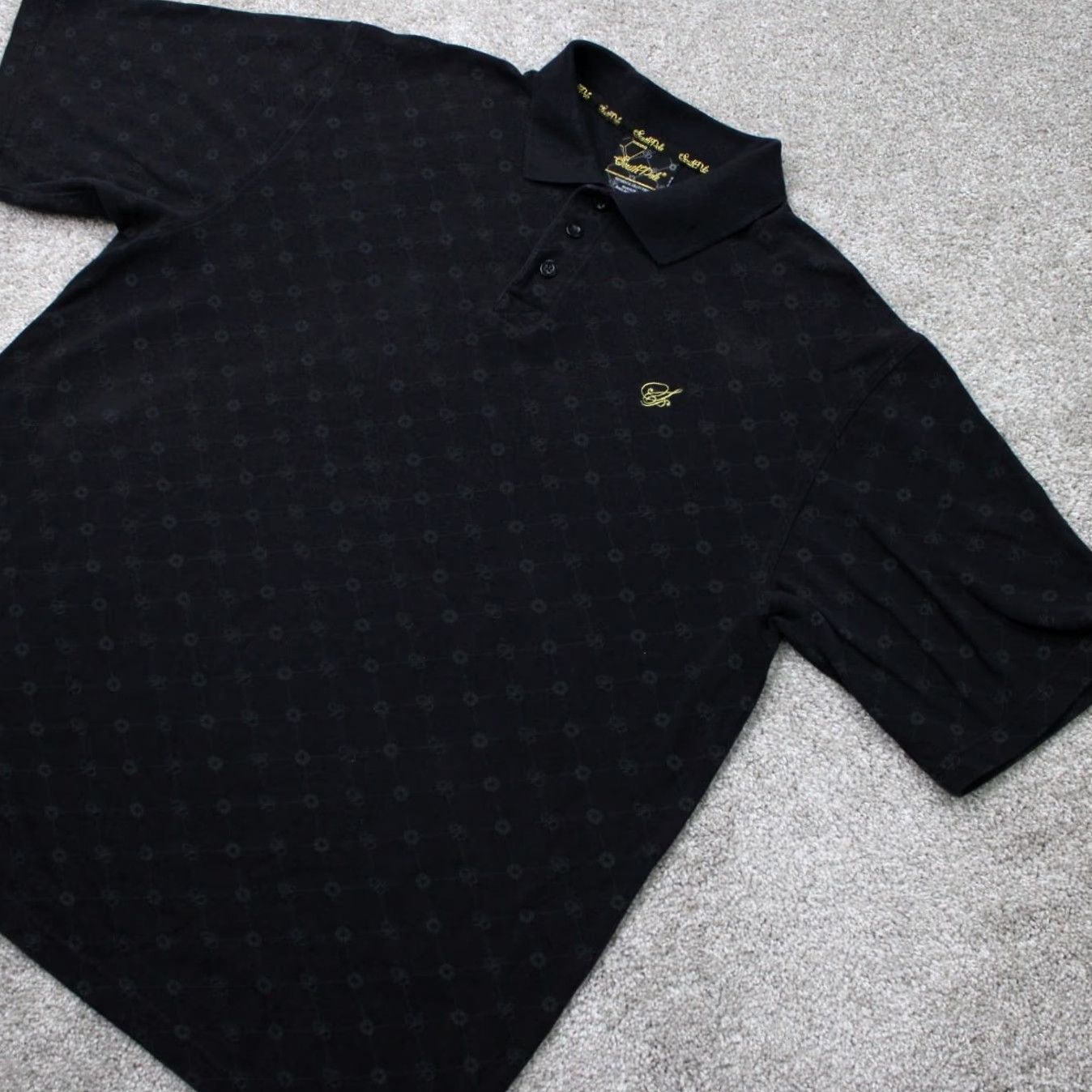 Southpole VINTAGE Southpole Polo Shirt Mens XL Black Logo All Over Print Cotton S/S Pullover Size US XL / EU 56 / 4 - 3 Thumbnail