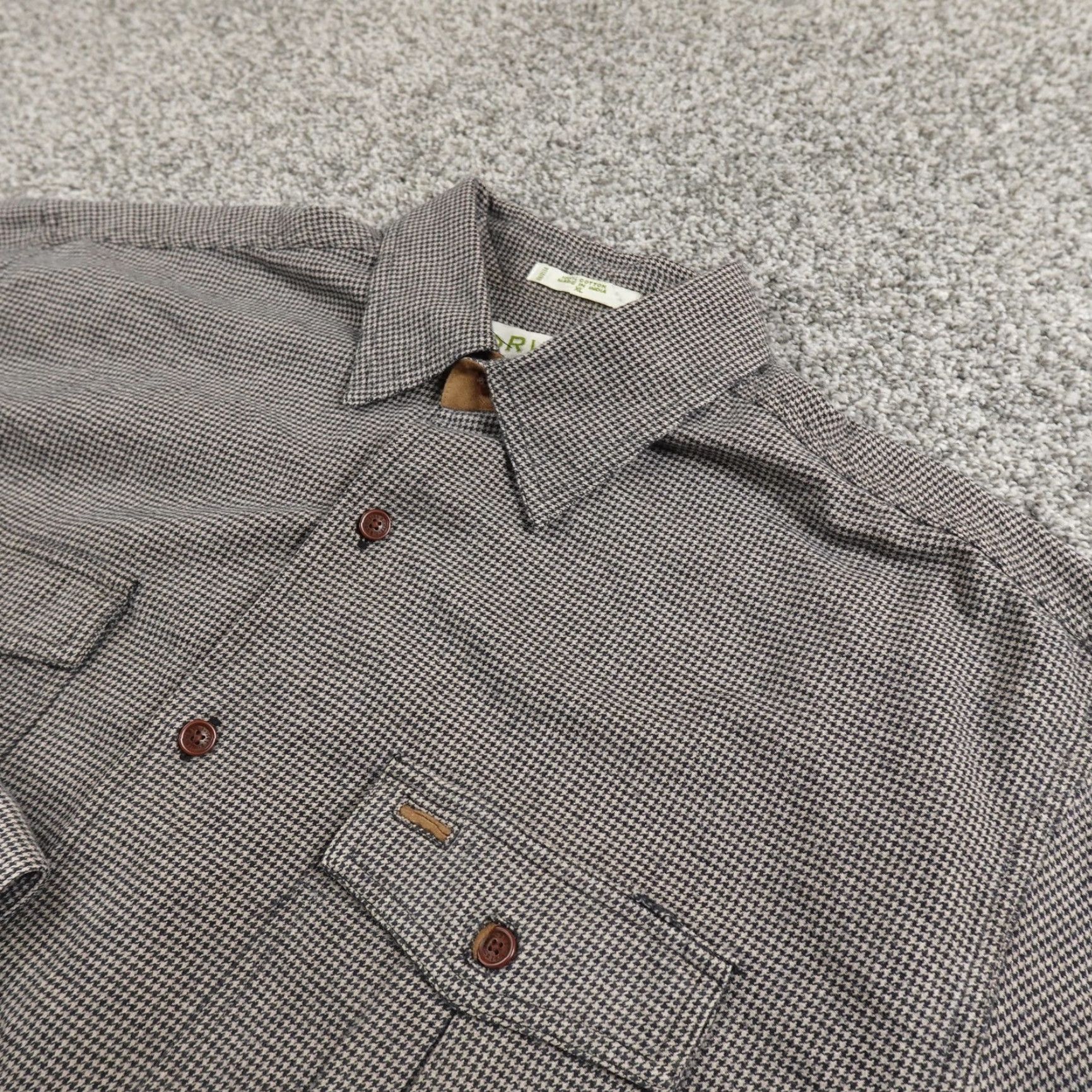 Orvis Orvis Shirt Mens XL Gray Houndstooth Flannel Button Up Long Sleeve Work Outdoor Size US XL / EU 56 / 4 - 2 Thumbnail