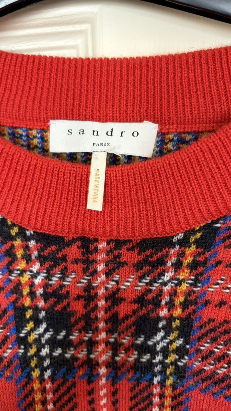 Sandro Sandro Paris Red Tartan Knit Sweater – Size S Size US S / EU 44-46 / 1 - 5 Thumbnail