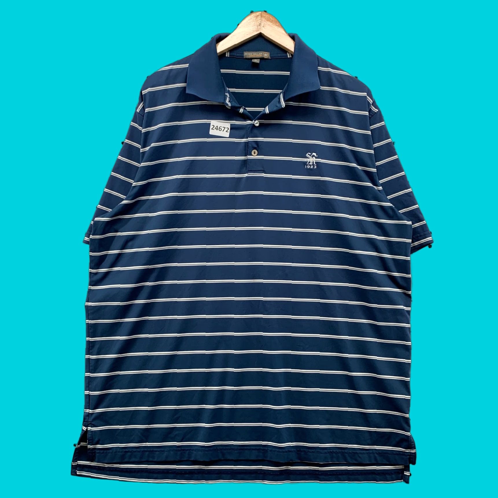 Peter Millar VINTAGE Peter Millar Summer Comfort Polo Shirt Blue White Striped Men XL 25x33.5 Size US XL / EU 56 / 4 - 1 Thumbnail