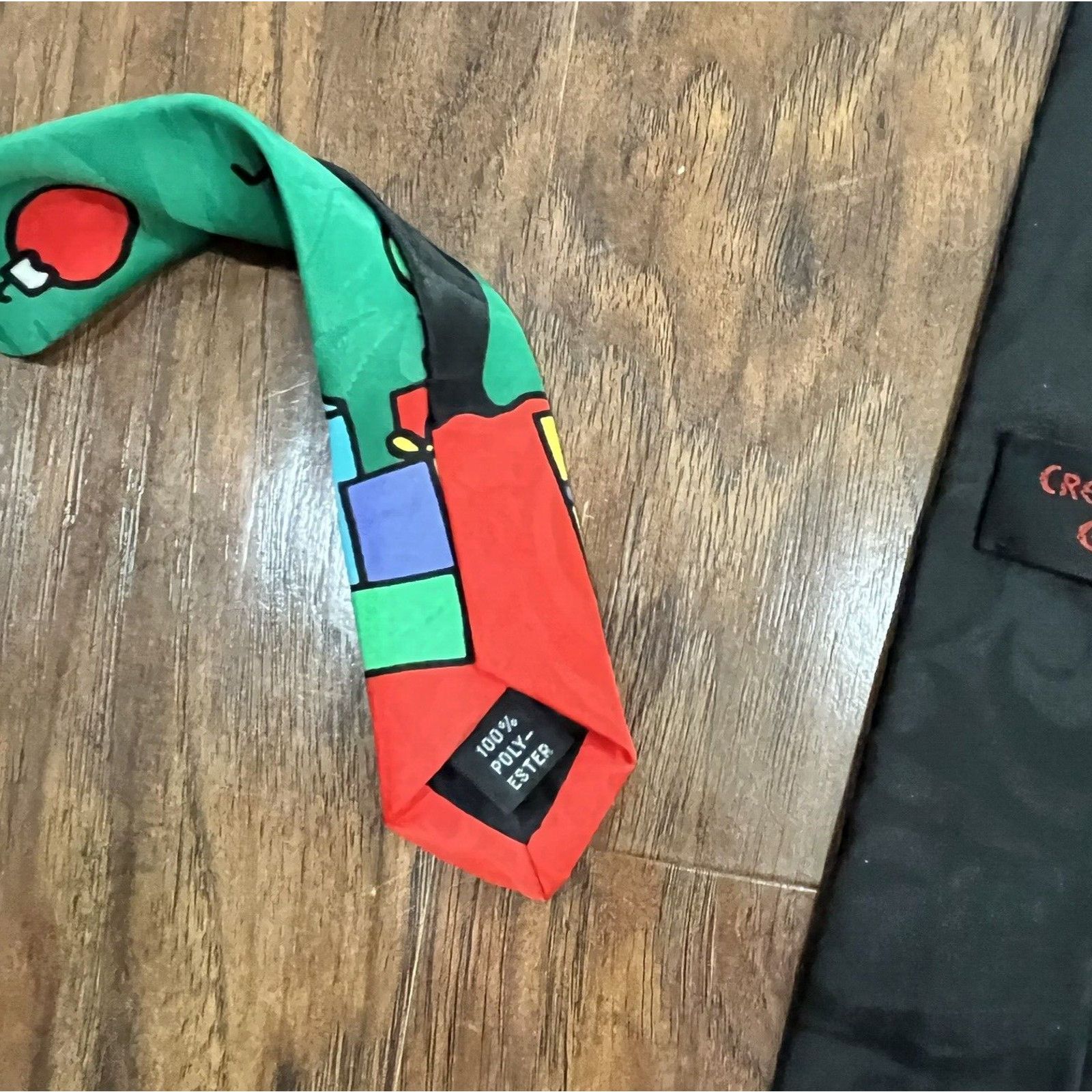 Other Vintage Christmas Necktie Black Christmas Tree big star Size ONE SIZE - 3 Thumbnail