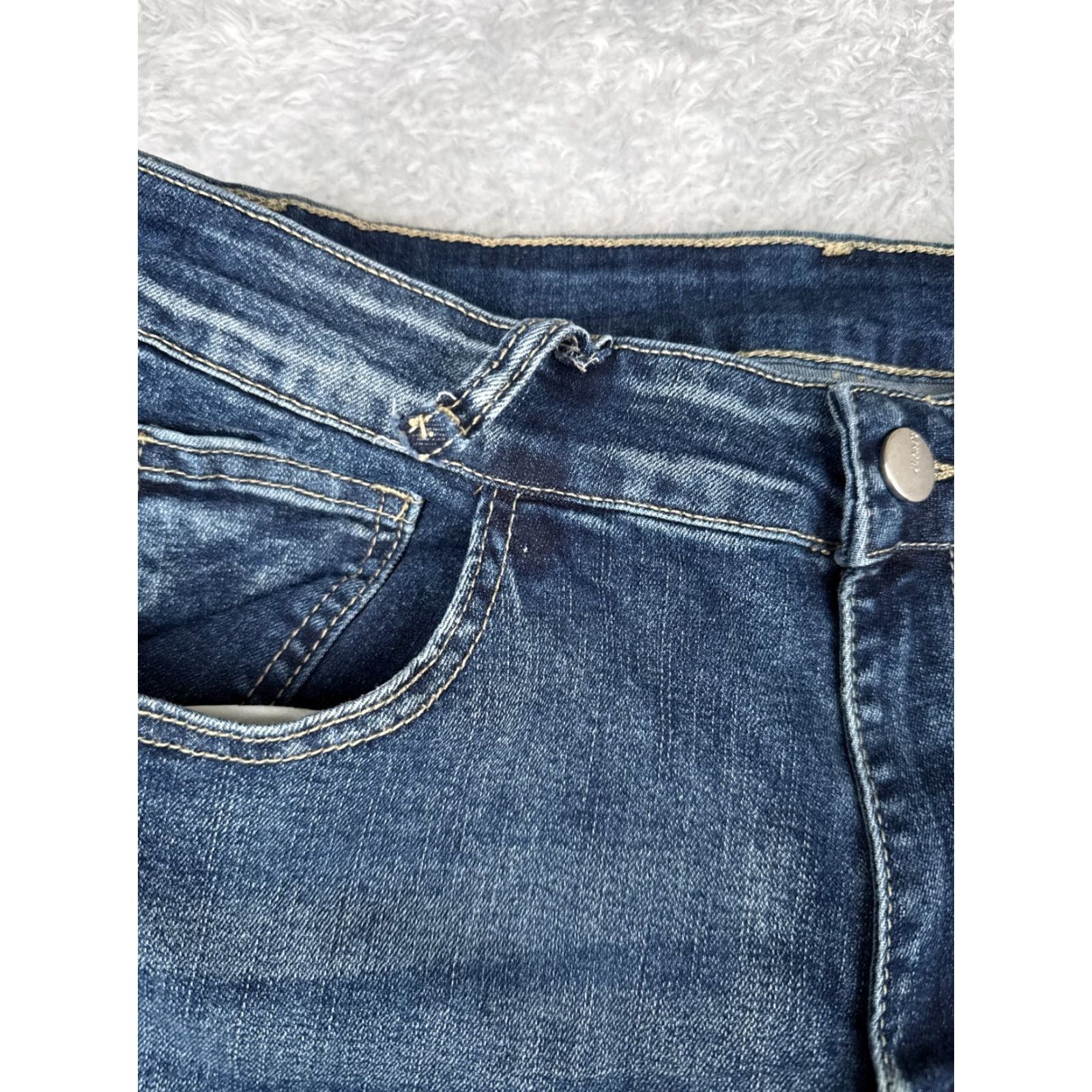 Shein VINTAGE SheIn Blue Denim Flare Jeans Womens 8 28x31 Mid Rise Distressed Cotton Blend 90s Women's Size 30" / US 8 / IT 44 - 5 Thumbnail