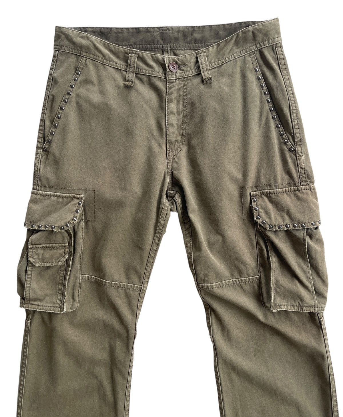 Restricted Restrict Studded Cargo Flare Pants Olive Green Size US 31 - 2 Thumbnail