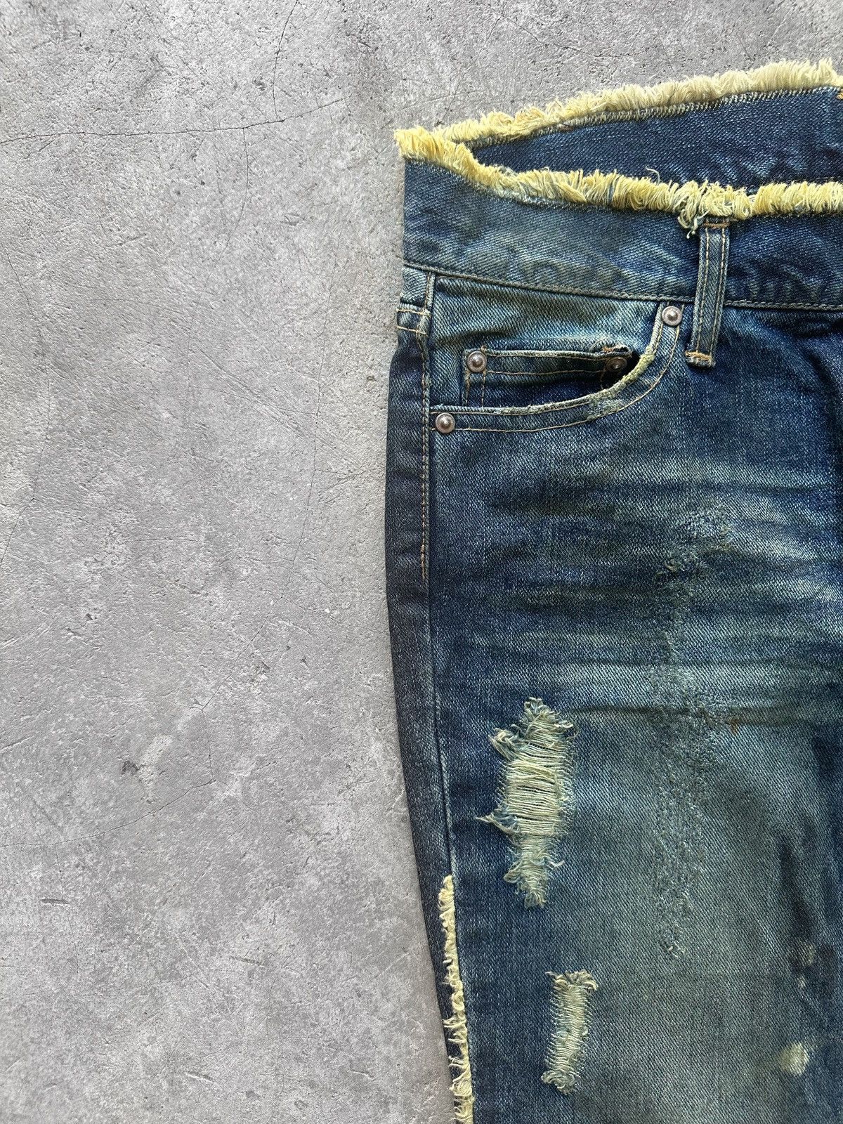 If Six Was Nine × Japanese Brand × Le Grande Bleu (L.G.B.) G.O.A. Fringe Flared Distressed Denim Size US 29 - 3 Thumbnail