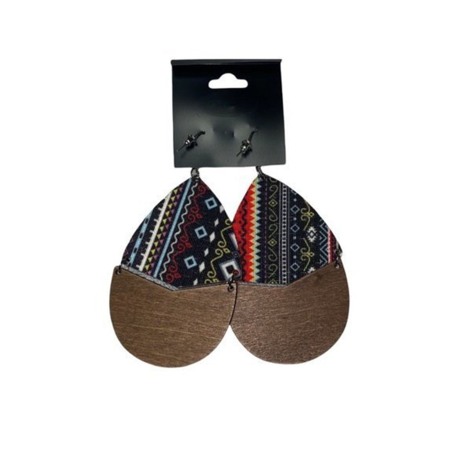 Other NWT Wooden Fabric Covered Boho Aztec Dangle Earrings Red Size ONE SIZE - 4 Thumbnail