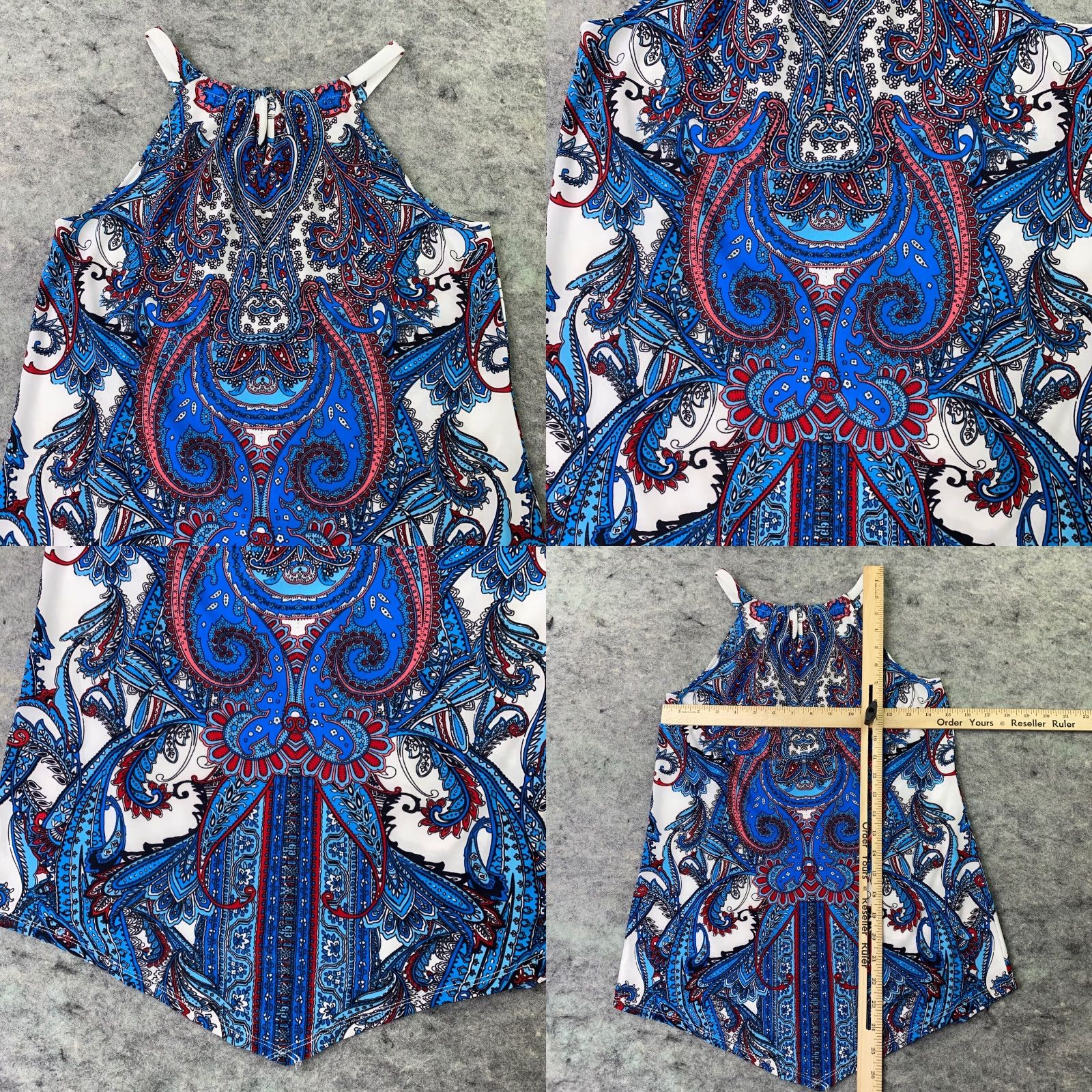 Vintage VINTAGE INC International Concepts Shirt XS Blue Sleeveless Neck Accent Stretch Paisley Blouse Womens Size XS / US 0-2 / IT 36-38 - 8 Thumbnail