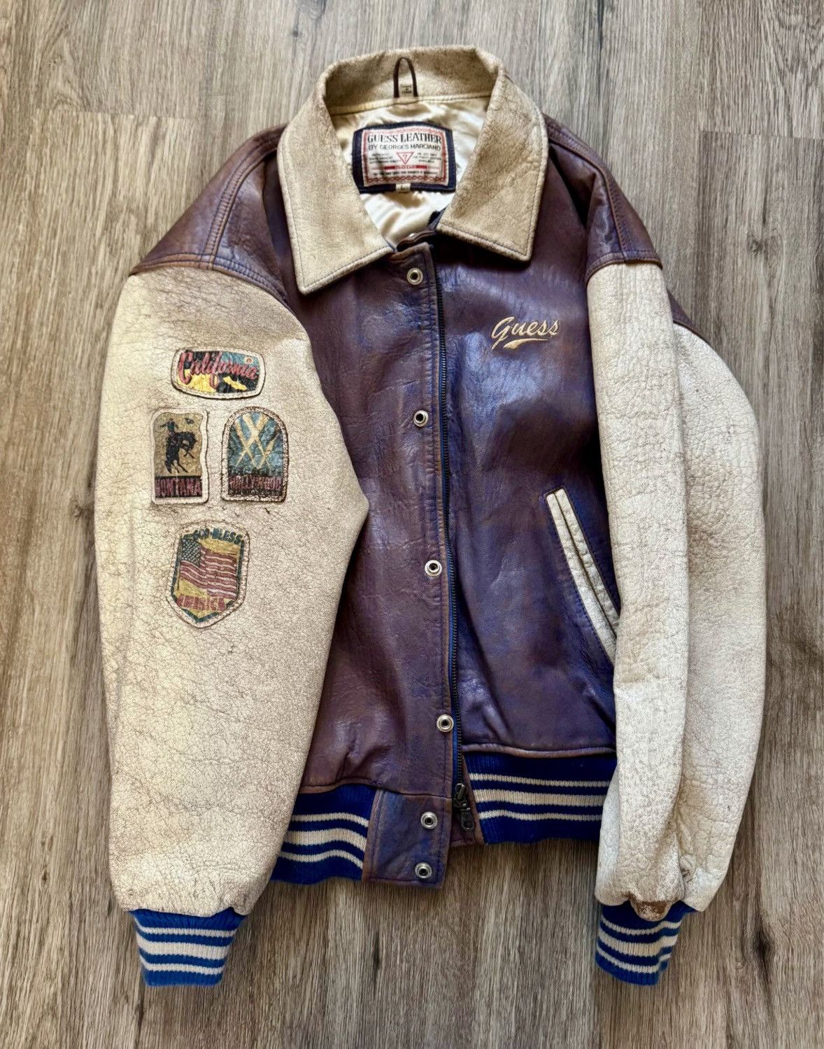 Guess Vintage Guess Varsity Jacket 90s Georges Marciano Route 66 Size US L / EU 52-54 / 3 - 4 Thumbnail