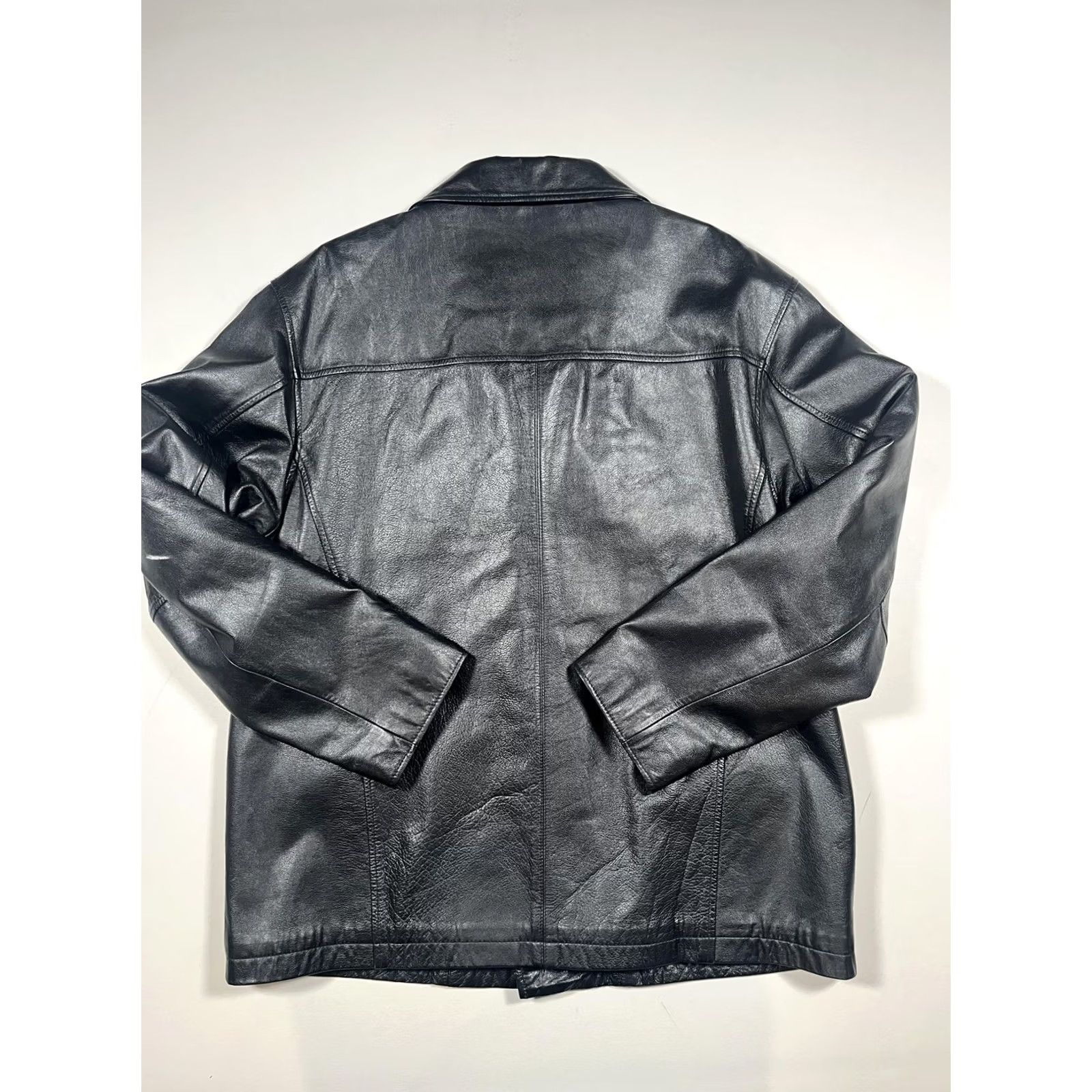 Vintage VINTAGE M. Julian Coat Mens Large Black Leather Quilted Lined Single Breasted Overcoat Size US L / EU 52-54 / 3 - 2 Thumbnail