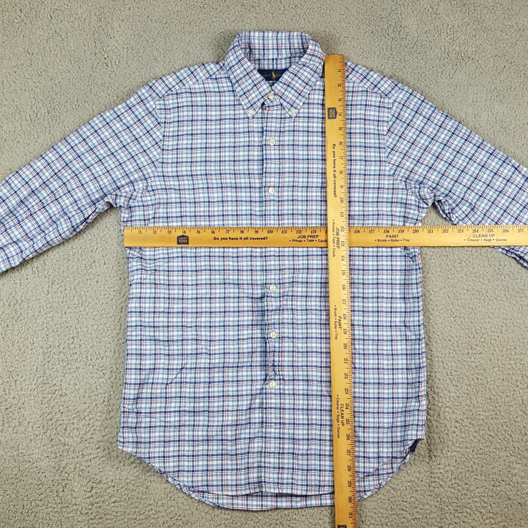 Ralph Lauren VINTAGE Ralph Lauren Plaid Pony Logo Shirt Men's Medium Blue Button-Down - 90s Preppy Golf/Casual Workwear Size US M / EU 48-50 / 2 - 6 Thumbnail