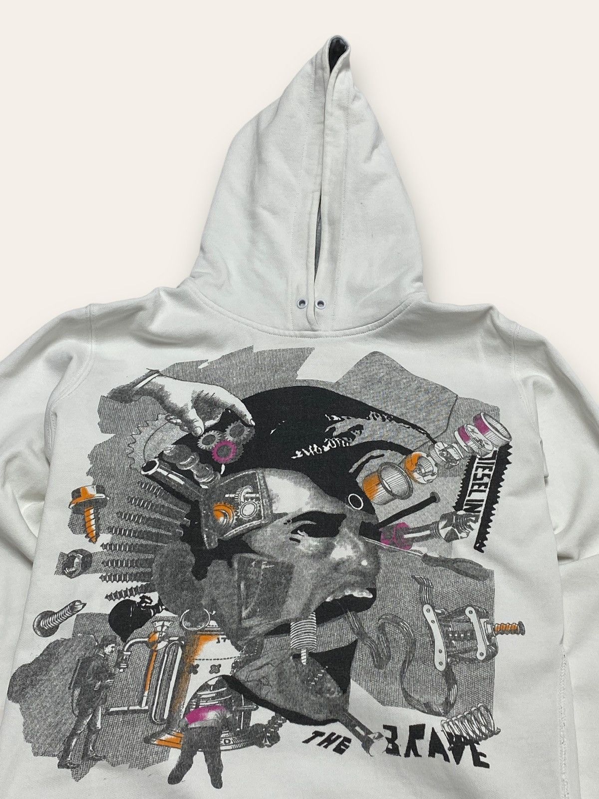 Diesel Vintage DIESEL Punk Head Screaming White Hoodie Y2K Size US M / EU 48-50 / 2 - 2 Thumbnail