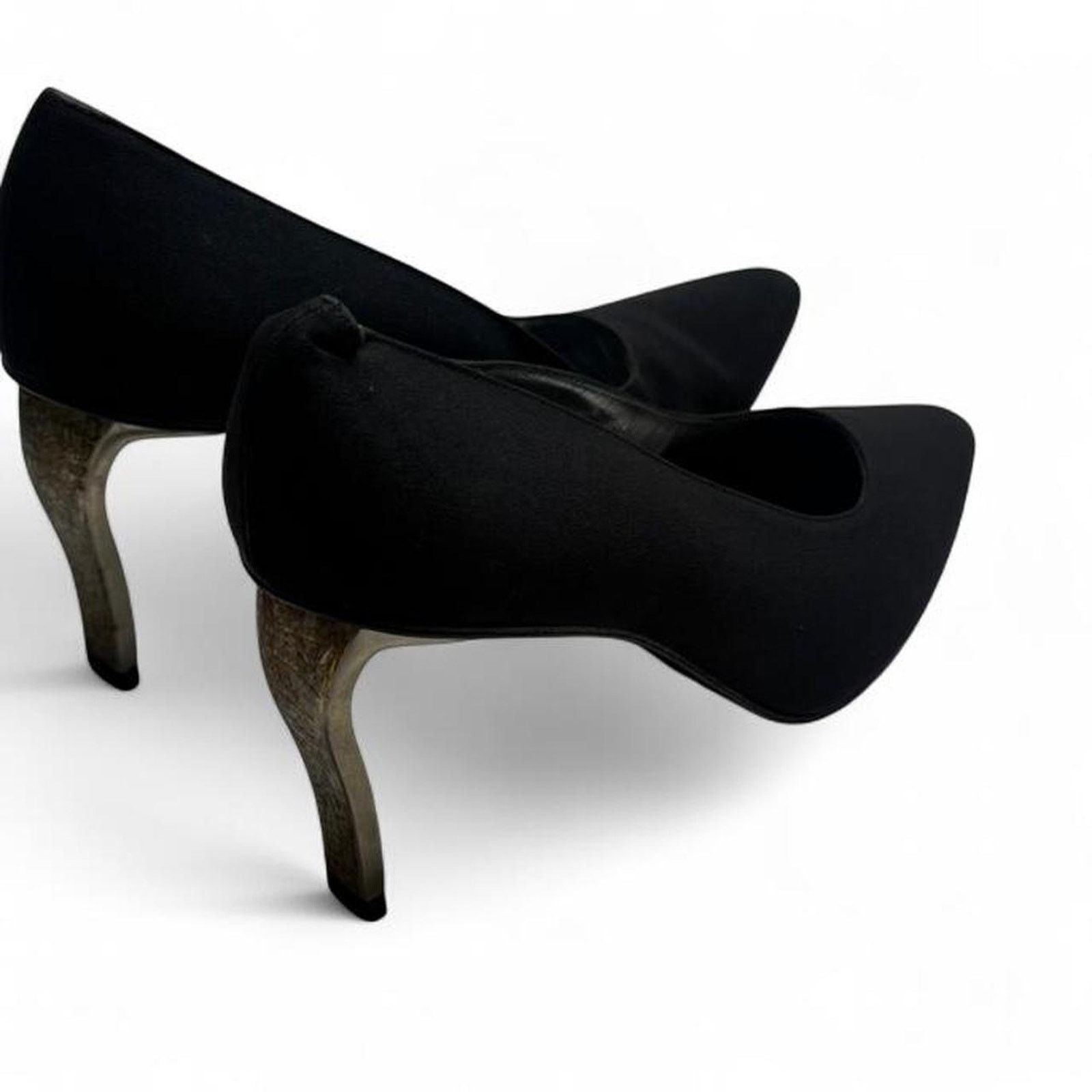 Stuart Weitzman Stuart Weitzman black suede heels unique crystal heel size 9 Size US 9 / IT 39 - 2 Thumbnail
