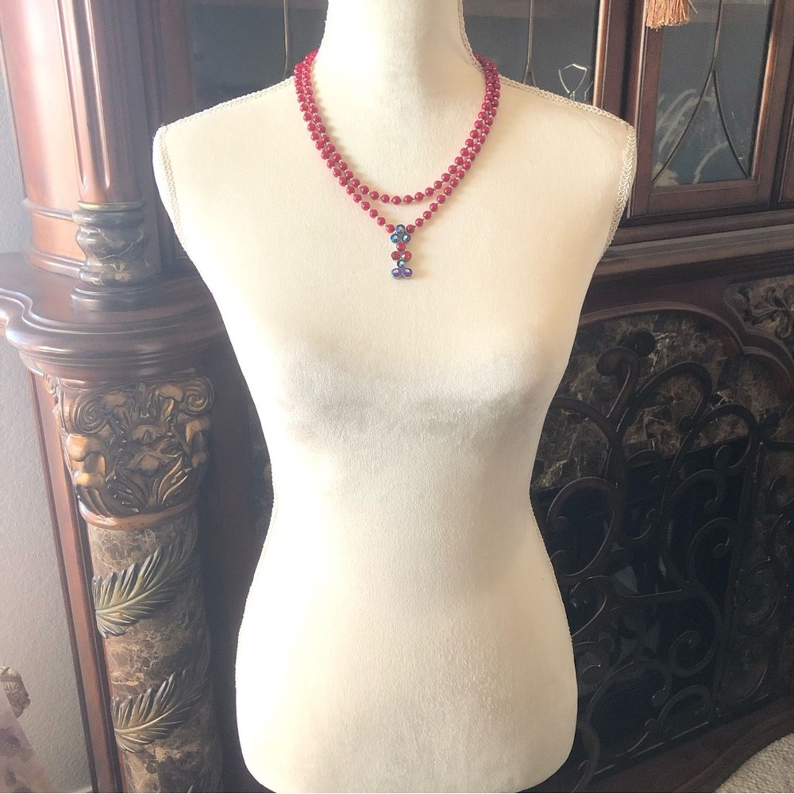 Handmade Handcrafted red Czech Pearl genuine ruby necklace Size ONE SIZE - 5 Thumbnail