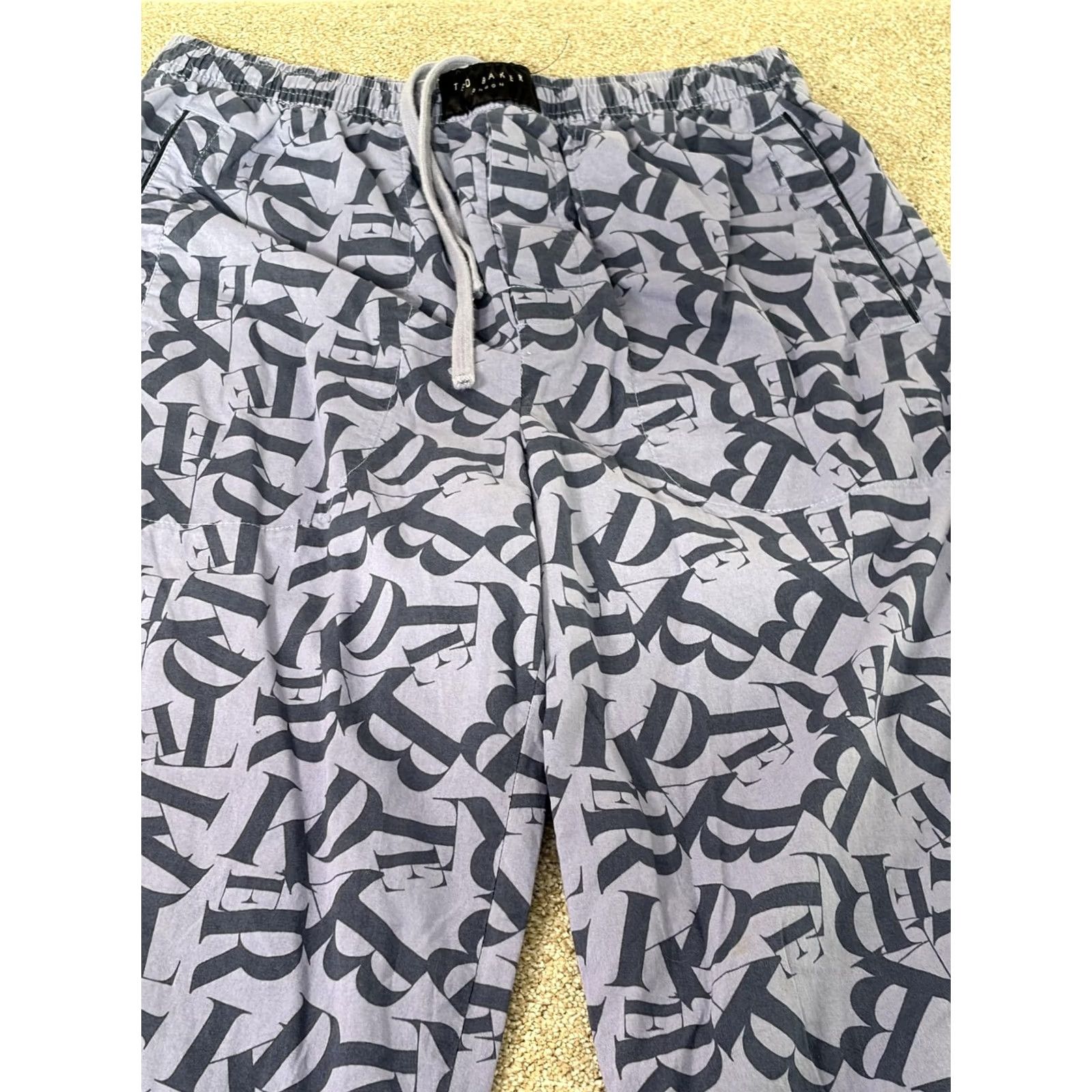 Ted Baker Ted Baker Pants Mens Medium Blue Letter Print Cotton Lounge Sleepwear Pajama Size US 31 - 2 Thumbnail
