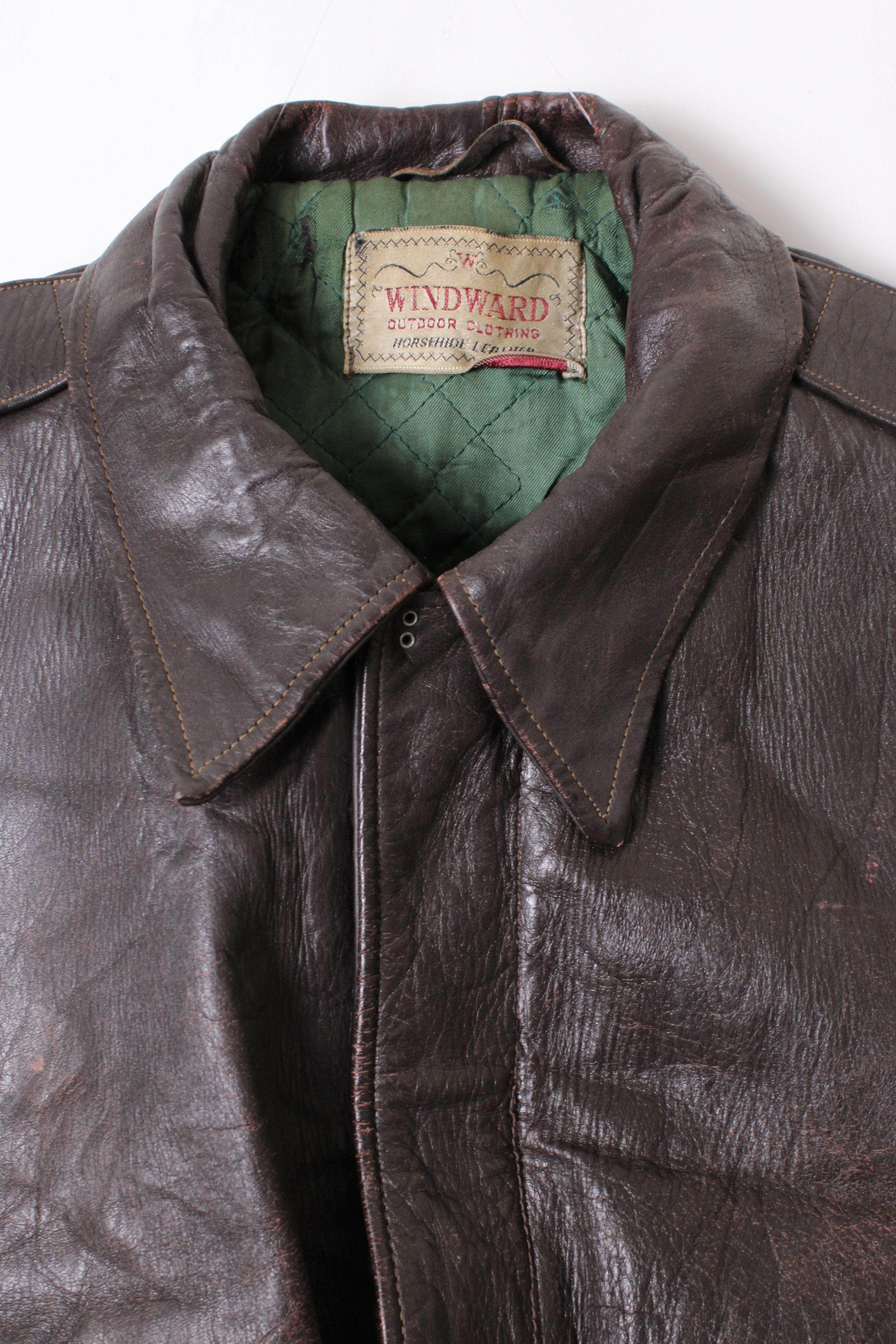 Other VTG 50s Horsehide Leather Jacket Windward Moto Biker Flight Size US M / EU 48-50 / 2 - 2 Thumbnail
