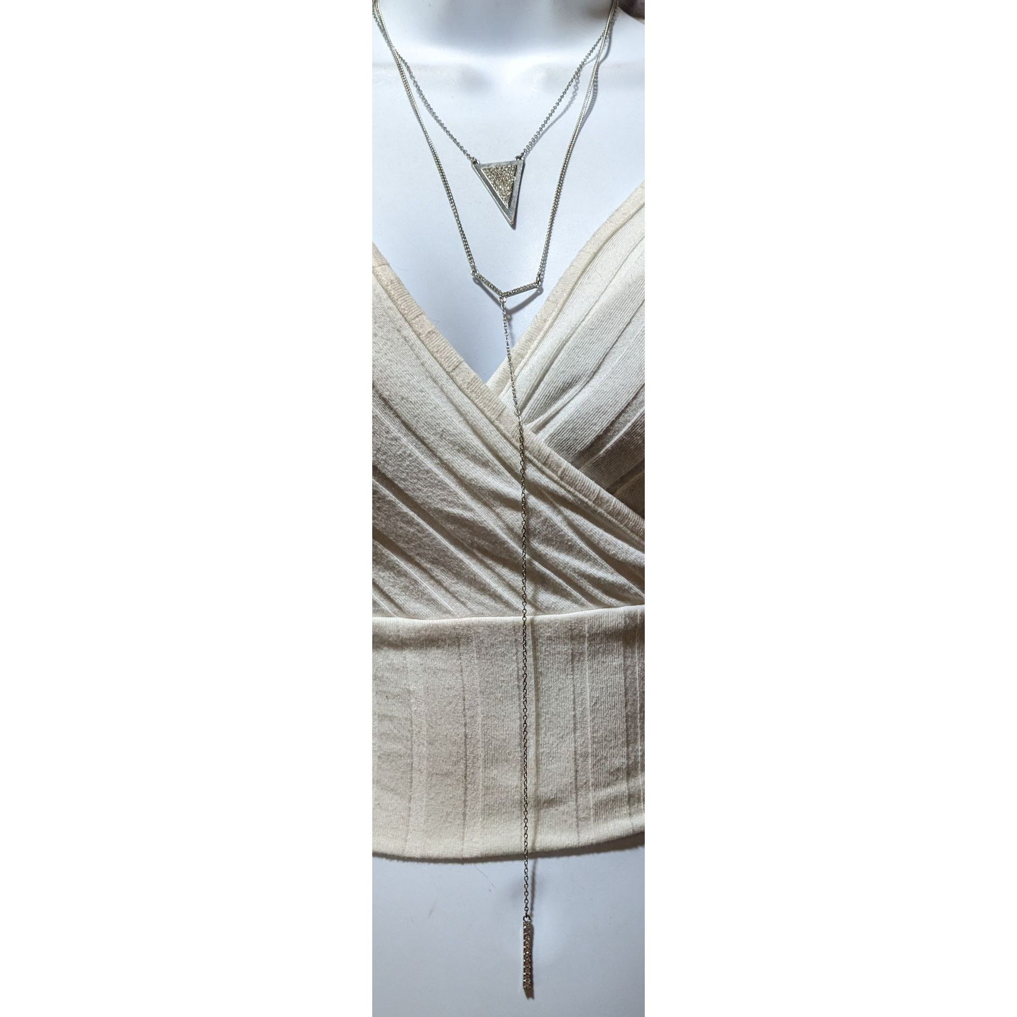 Other Silver Rhinestone Geometric Lariat Necklace Size ONE SIZE - 2 Thumbnail