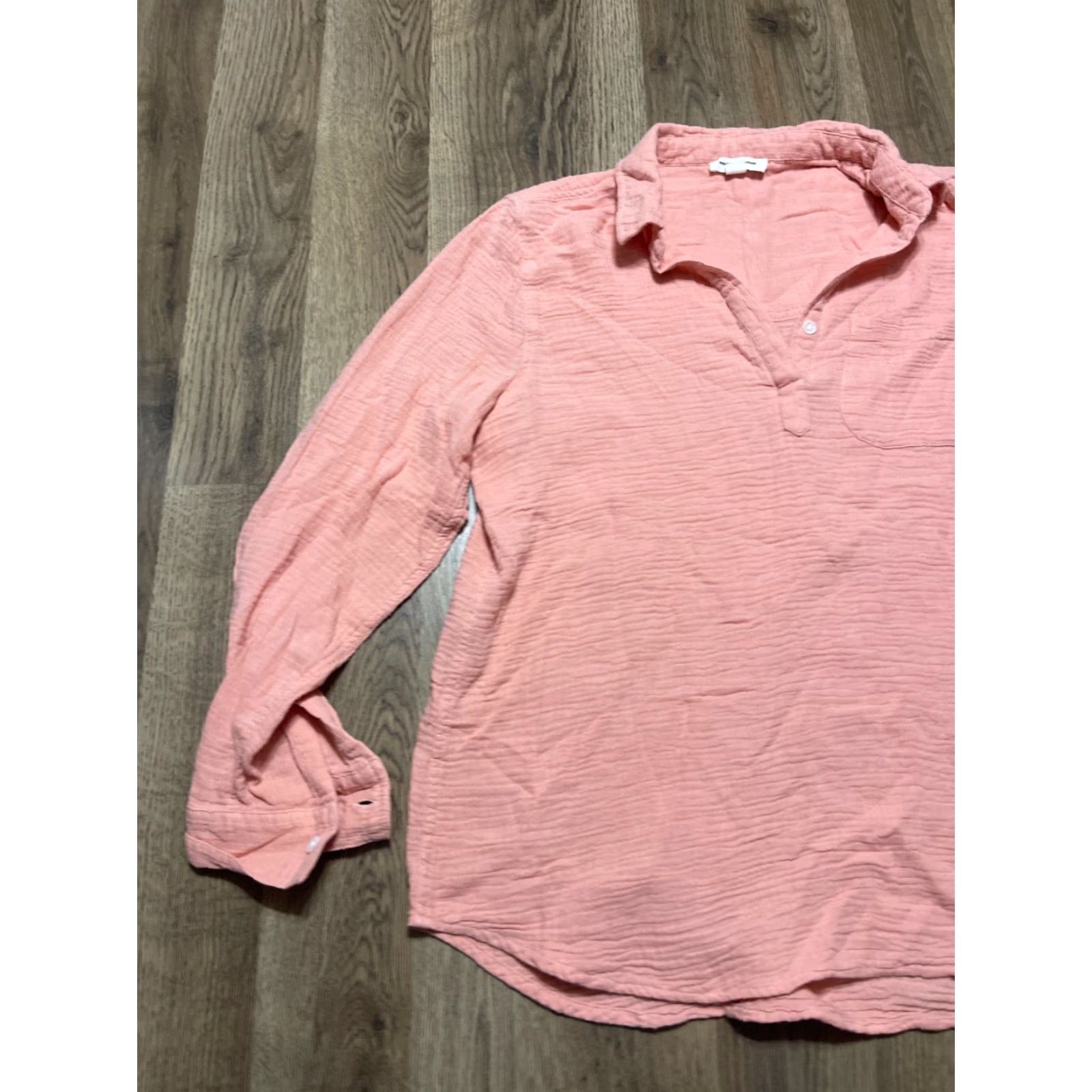 Vintage Beach Lunch Lounge Shirt Women's Large Pink Long Sleeve V-neck Collared Shirt Size L / US 10 / IT 46 - 3 Thumbnail