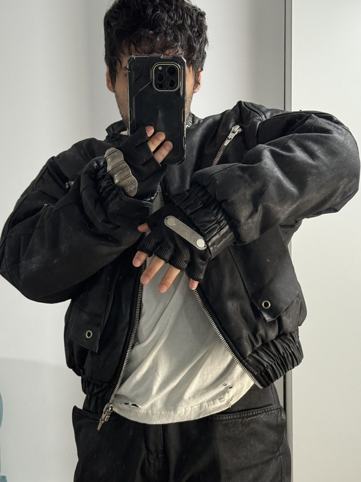 SHINE LUXURY RARE Shine Luxury “METHADONE” Layered Moto Bomber Jacket Size US S / EU 44-46 / 1 - 12 Thumbnail