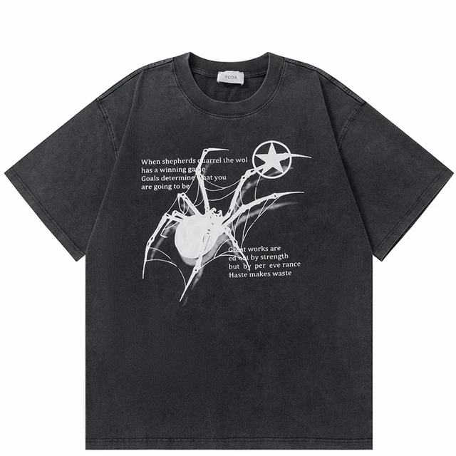 Japanese Brand Men T-shirt Wash Y2K Black Spider Size US M / EU 48-50 / 2 - 1 Thumbnail