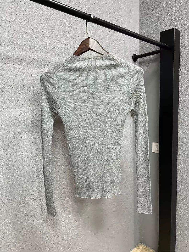 Prada Miumiu Gray Long Sleeve Fitted Top -2505 Size L / US 10 / IT 46 - 2 Thumbnail