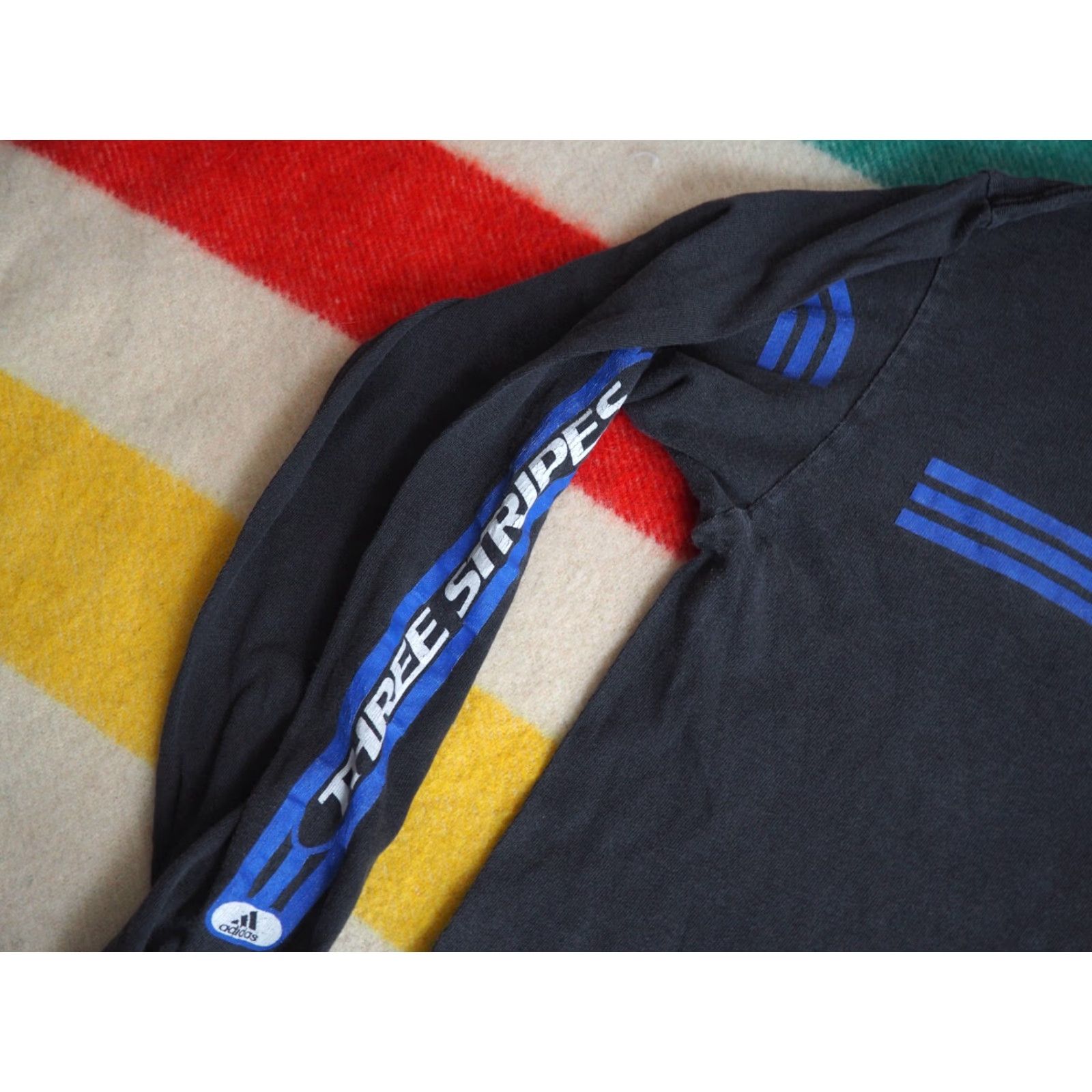 Adidas VINTAGE Adidas Striped Black Retro USA Made Faded L/S Logo Tee XL Mens Shirt X-Large Black 90s Graphic Tee Size US XL / EU 56 / 4 - 3 Thumbnail