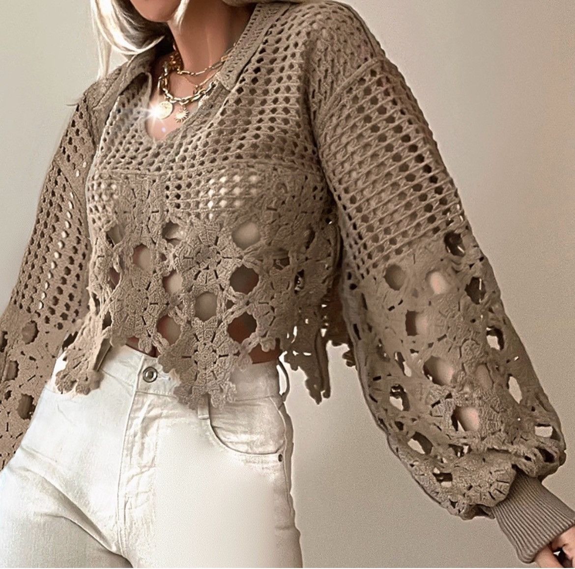 Designer × Other NWT, Lavishly Paris V Neck Loose Patchwork Pullover. Size M / US 6-8 / IT 42-44 - 13 Thumbnail