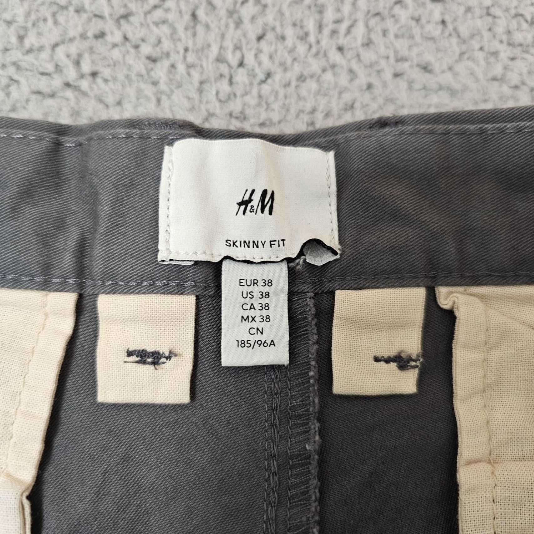 H&M H&M Chino Pants Mens 38x30 Gray Skinny Fit Stretch Cotton Casual Office Work Size US 38 / EU 54 - 2 Thumbnail