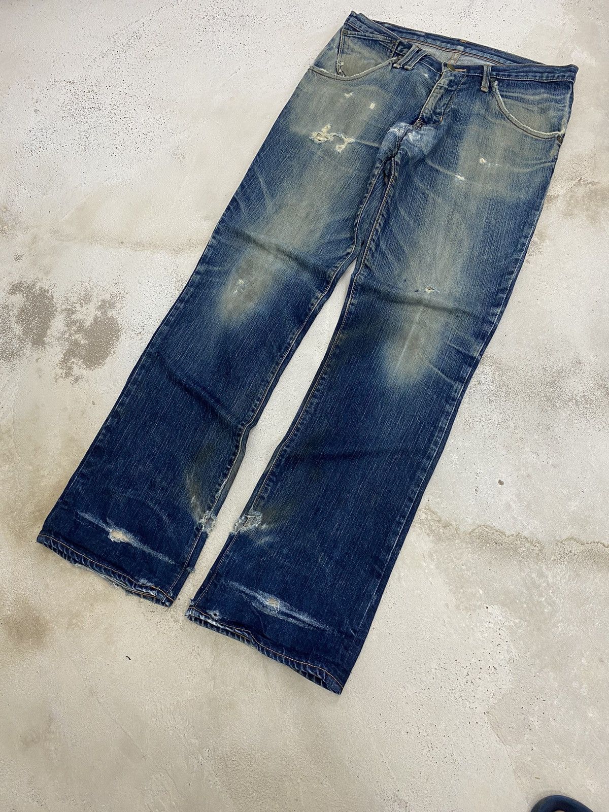 If Six Was Nine Vintage Meple Straight Leg Distressed Worn Look Classic Fade Size US 31 - 2 Thumbnail