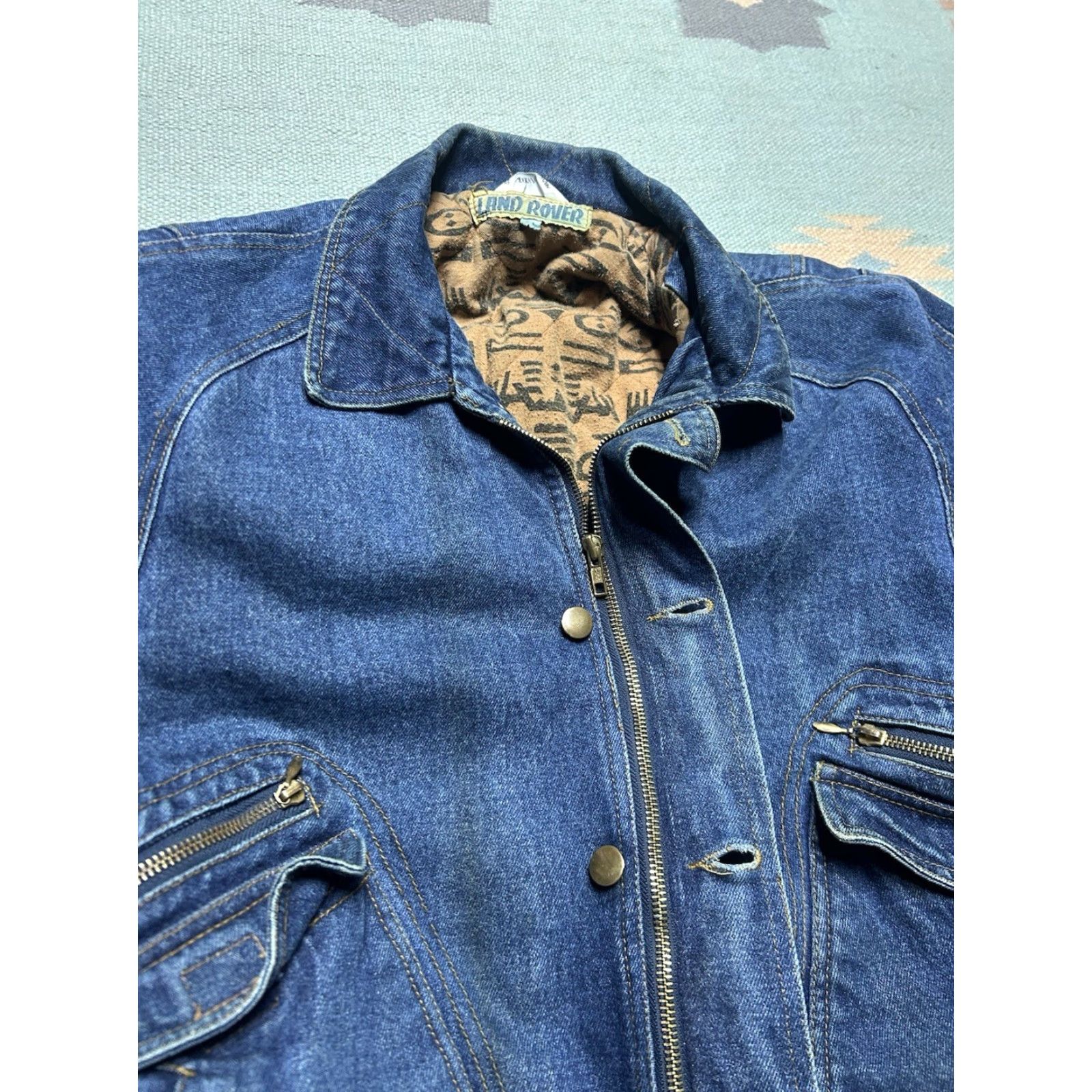 Denime VINTAGE Land Rover Denim Bomber Jacket Insulated Heavyweight Adult Medium Blue Mens Jacket Body Size US M / EU 48-50 / 2 - 7 Thumbnail