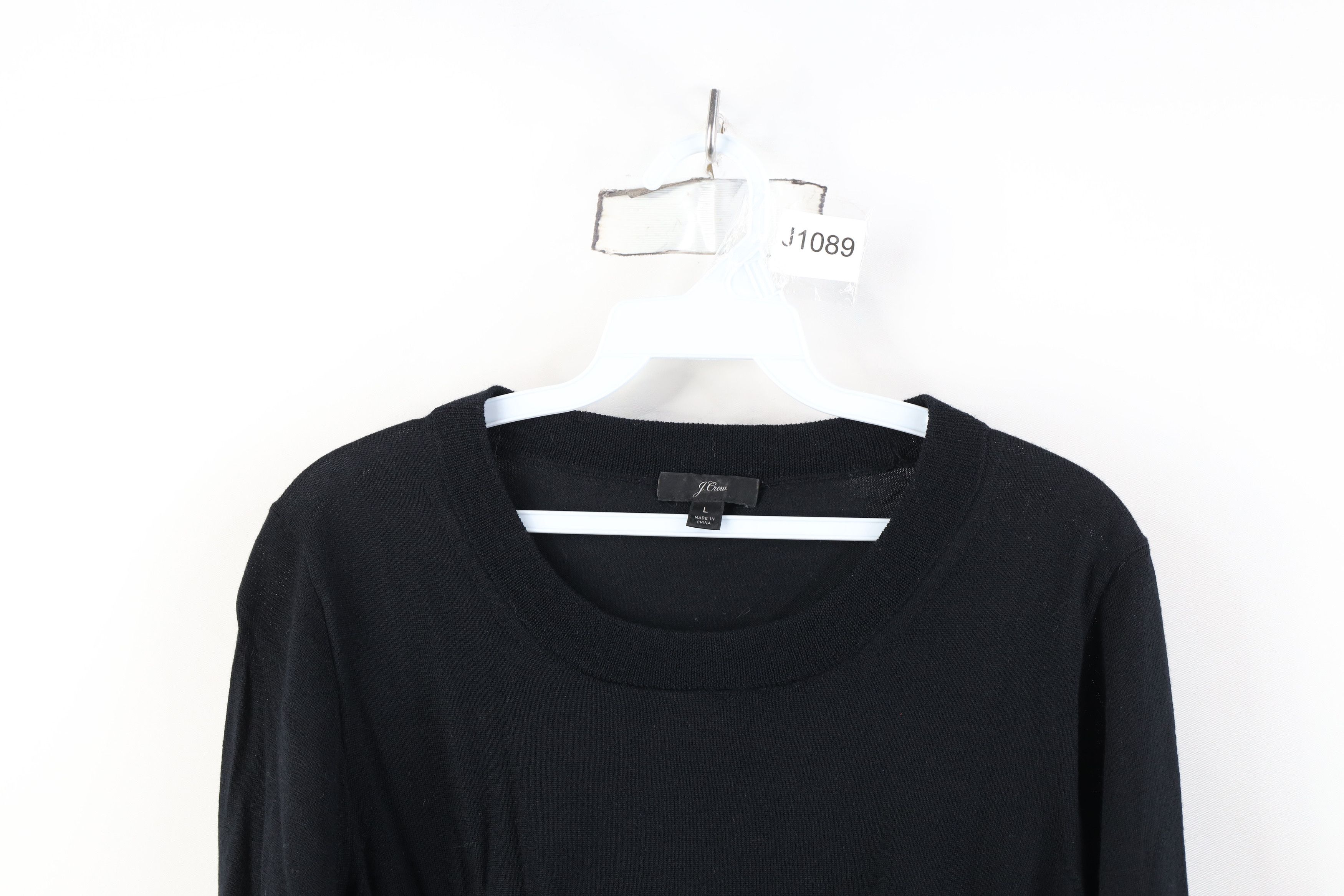 J.Crew J Crew Blank Lightweight Wool Knit Crewneck Sweater Black Size L / US 10 / IT 46 - 2 Thumbnail
