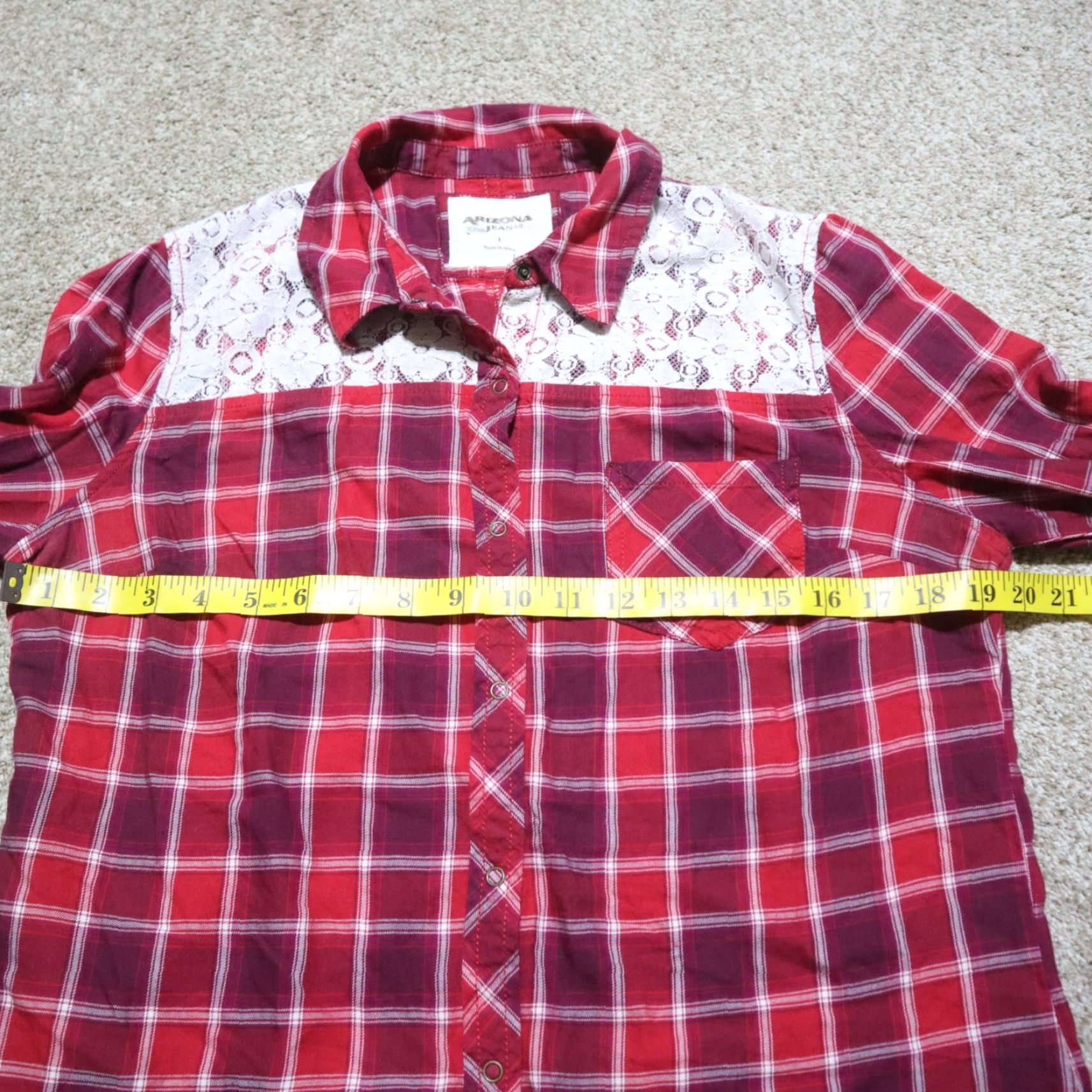 Vintage Arizona Jeans Shirt Women's L Red Plaid Button-Up Long Sleeve Casual Top Size L / US 10 / IT 46 - 4 Thumbnail