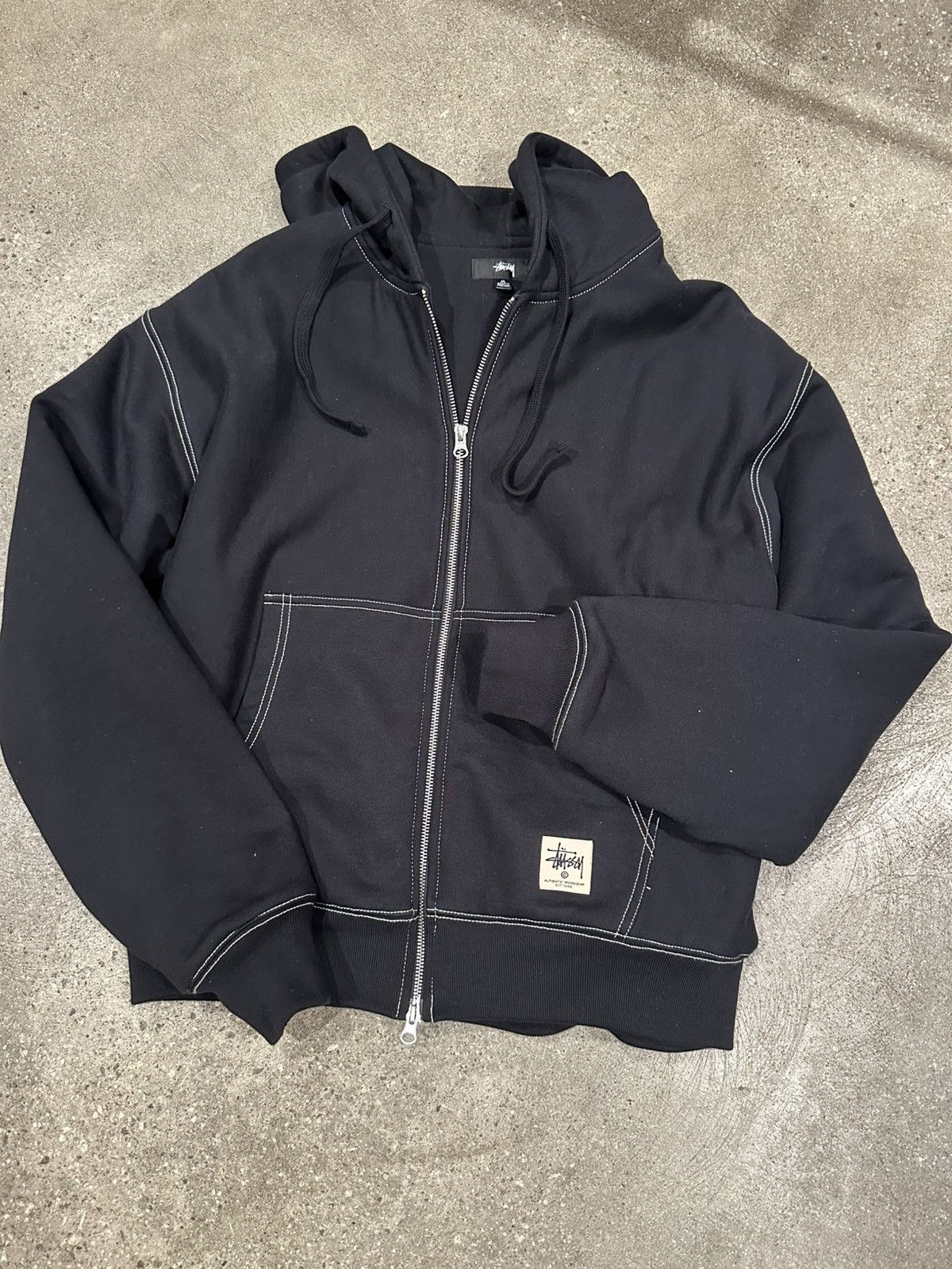 Stussy Stussy double face label contrast stitch zip hoodie Stussy Stussy double face label contrast stitch zip hoodie