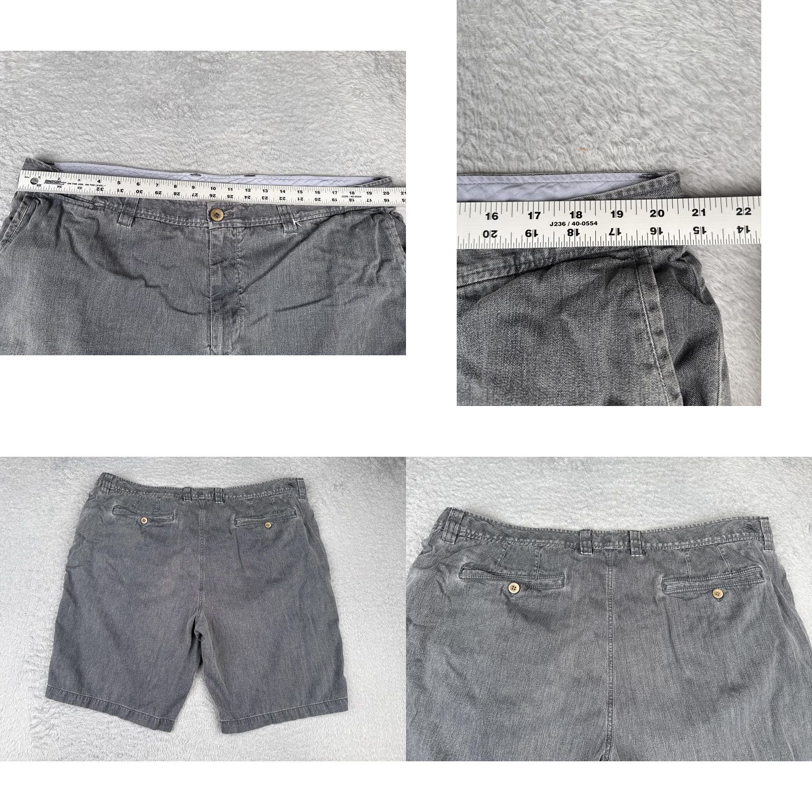 Tommy Bahama Tommy Bahama Shorts Mens 42 Gray Silk Cotton Herringbone Chino Casual Flat Front Zip Pockets Slant Pocket Embroidered Boat Beach Mens Size US 42 / EU 58 - 9 Thumbnail