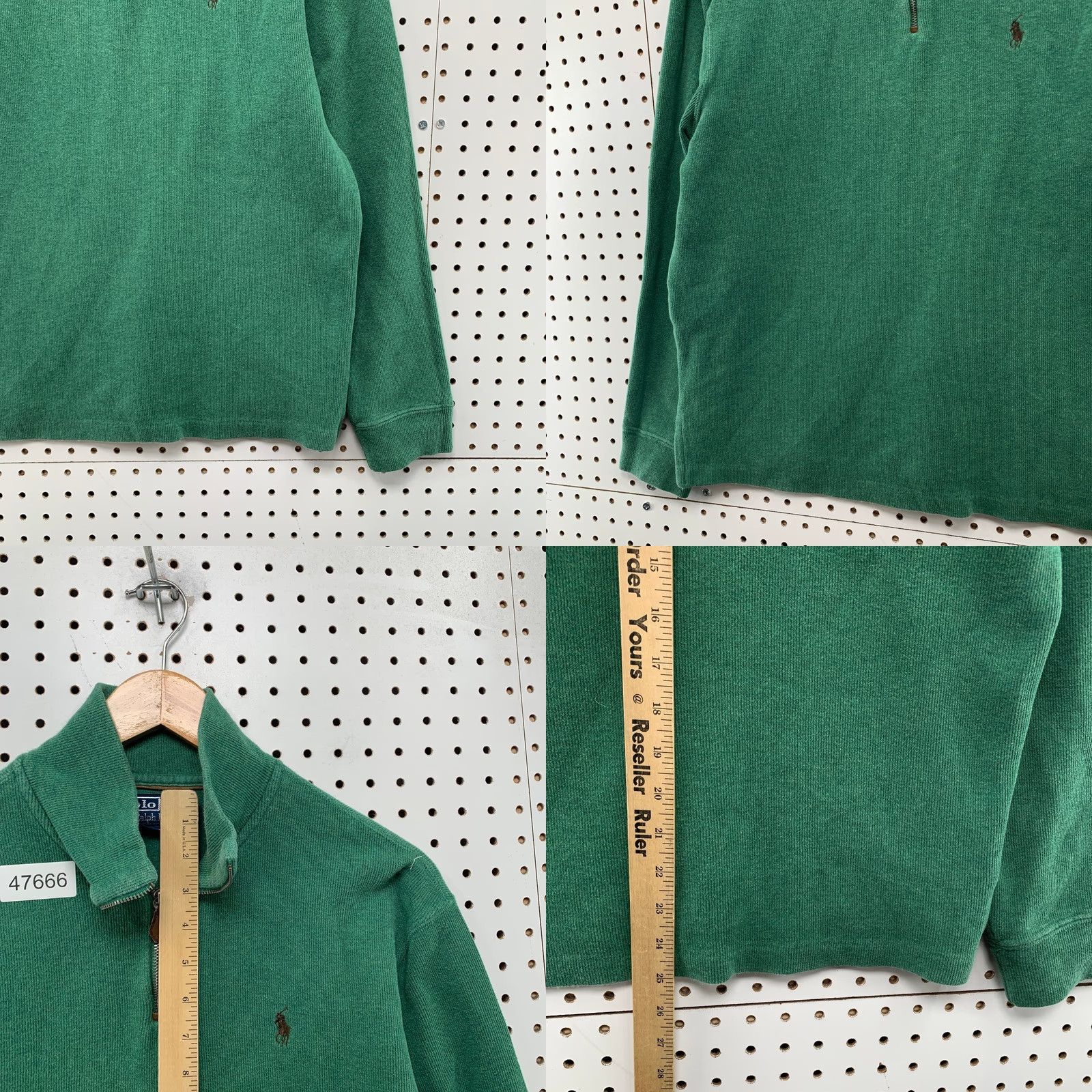 Polo Ralph Lauren Polo Ralph Lauren Sweater Mens M Green 1/4 Zip Leather Tab Full Zip Mock Neck Casual Knit Sweatshirt Size US M / EU 48-50 / 2 - 8 Thumbnail
