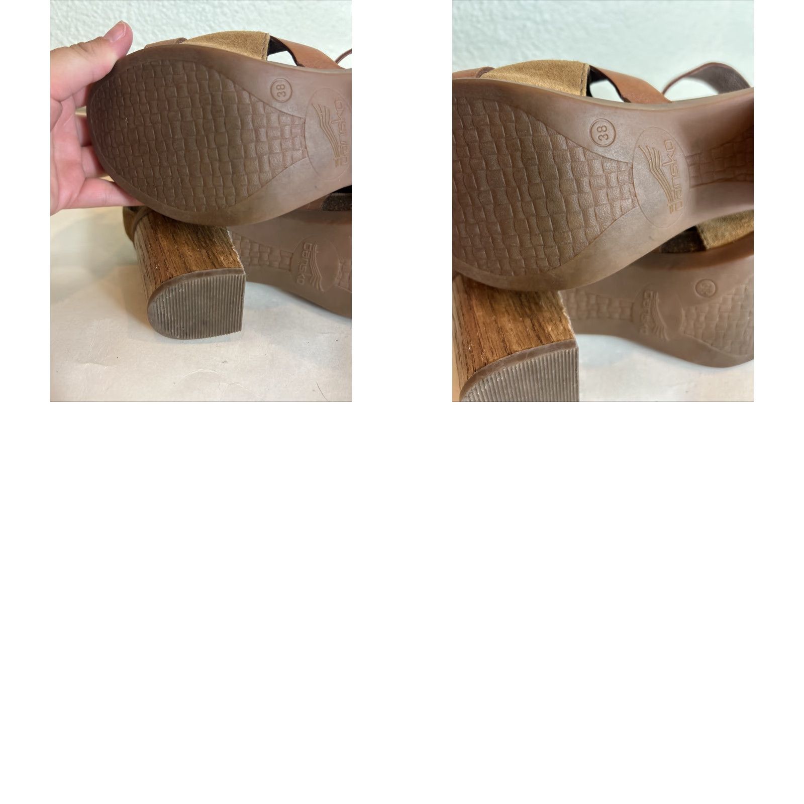 Dansko DANSKO Dominique Leather Suede Chunky Heel Sandal Womens EU 38/US 7.5 Brown Leather Size US 8 / IT 38 - 10 Thumbnail