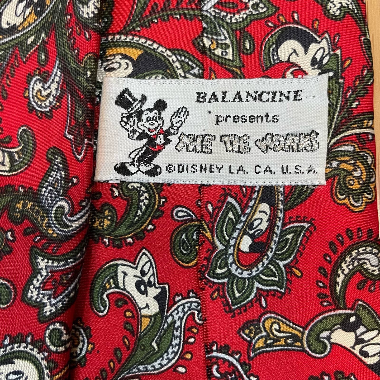Vintage Balancine Mickey Mouse Neck Tie Vintage Paisley Silk Disney Size ONE SIZE - 4 Thumbnail