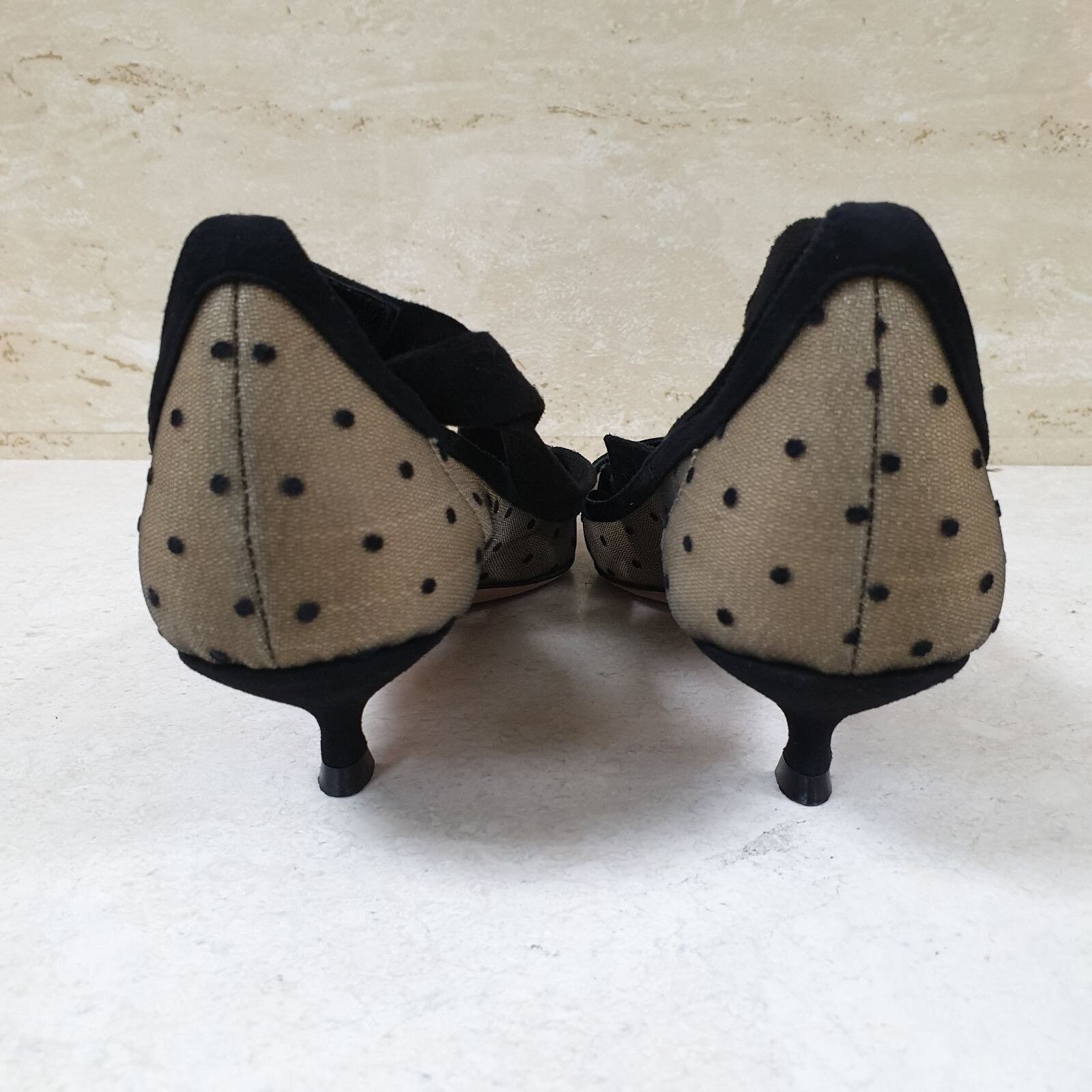 Dior Dior Black Mesh Suede D Polka Dot Pointed Toe Pumps sz.38 Size US 7 / IT 37 - 2 Thumbnail