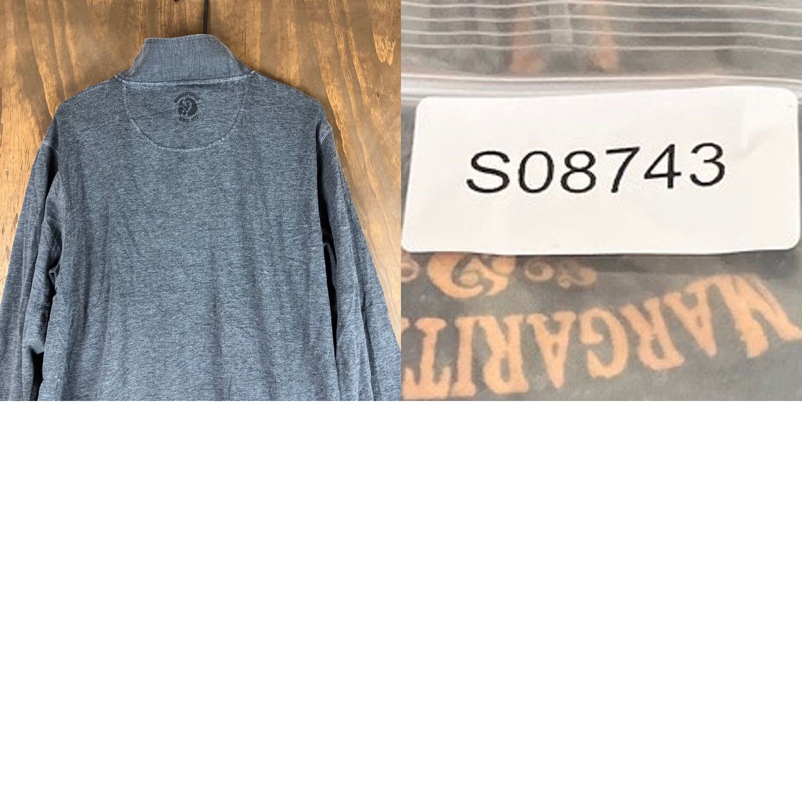 Vintage Margaritaville Mens Sweater Charcoal Gray 1/4 Zip Long Sleeve Large Size US L / EU 52-54 / 3 - 9 Thumbnail