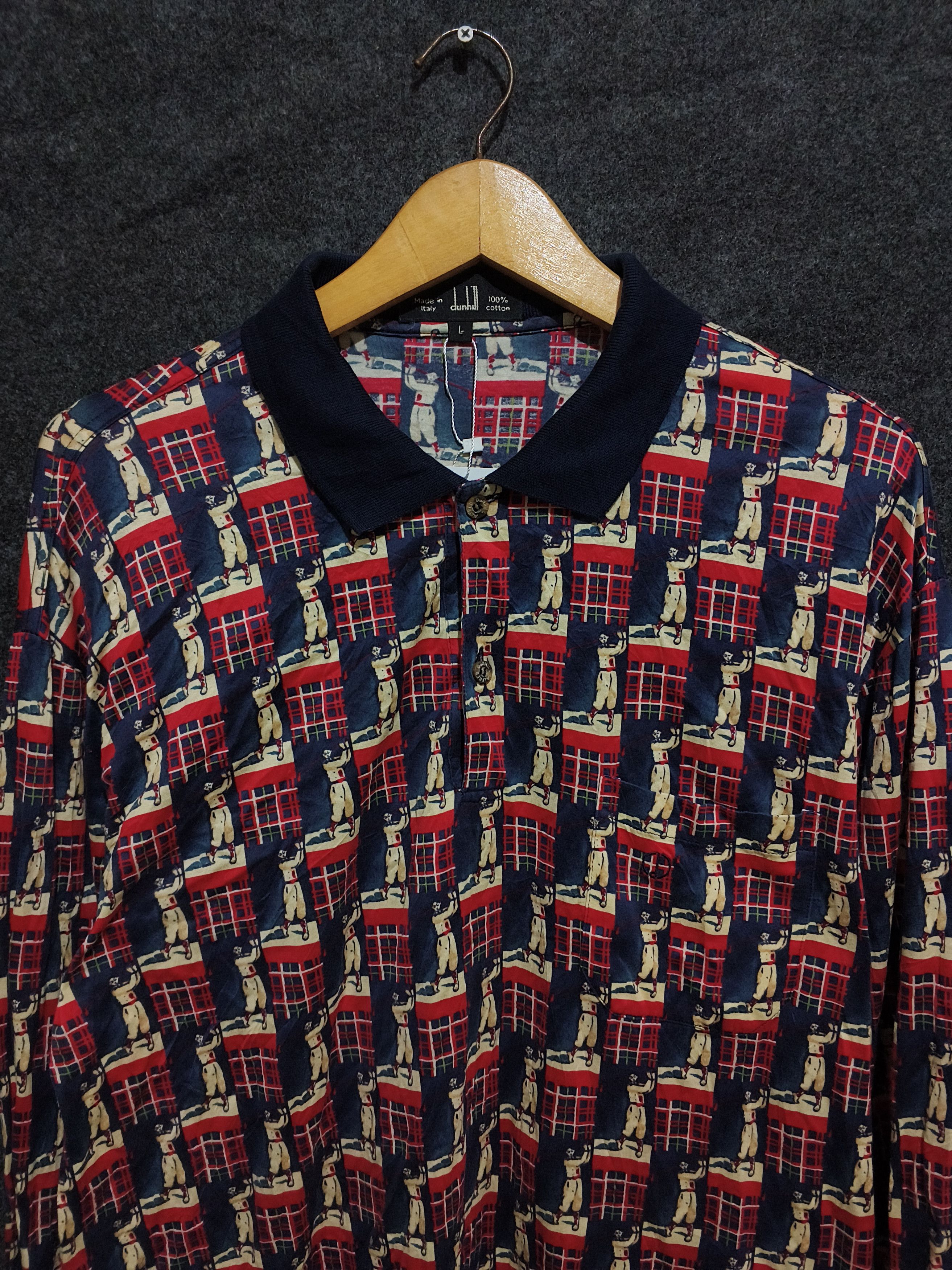 Alfred Dunhill 💥RARE Vintage 90s💥 Dunhill AOP Golfer Print Long Sleeve Size US L / EU 52-54 / 3 - 3 Thumbnail