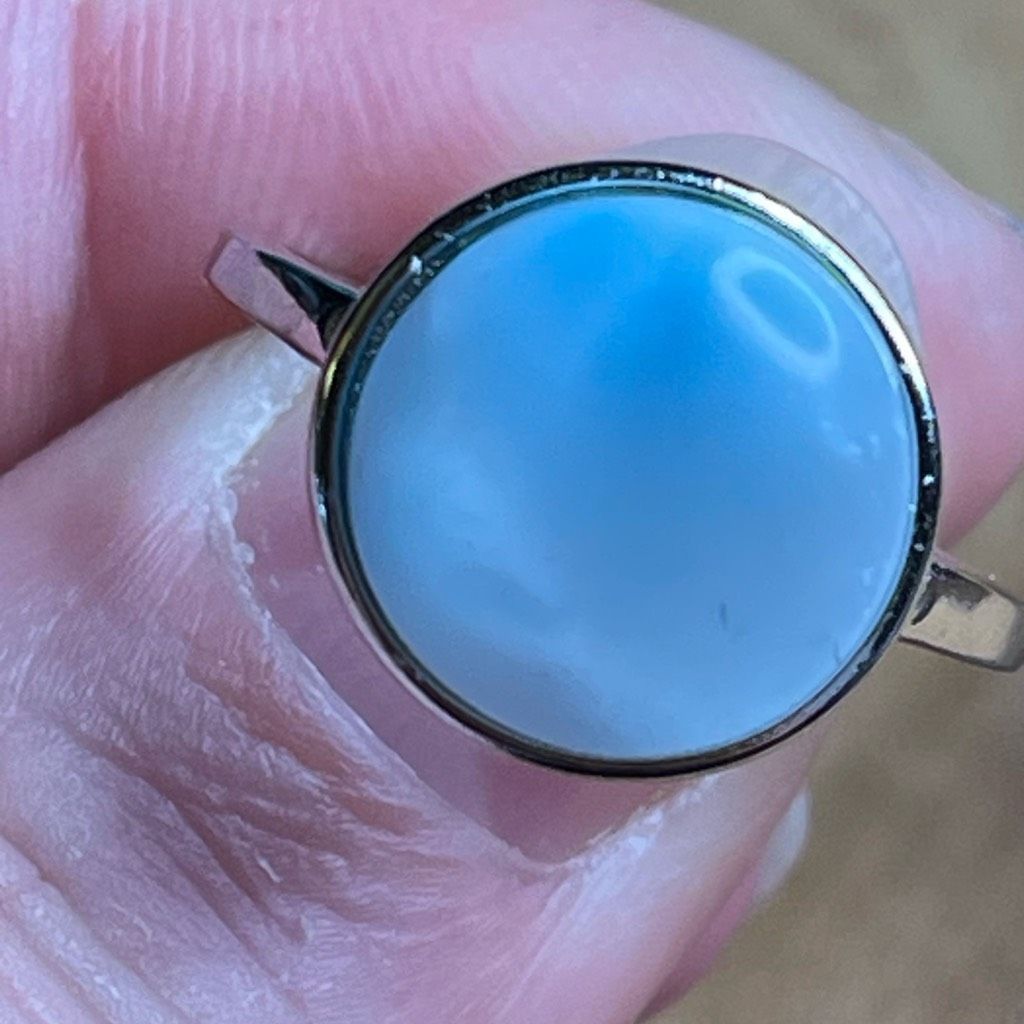 Other Larimar S925 sterling silver adjustable ring 10mm natural st Size ONE SIZE - 7 Thumbnail
